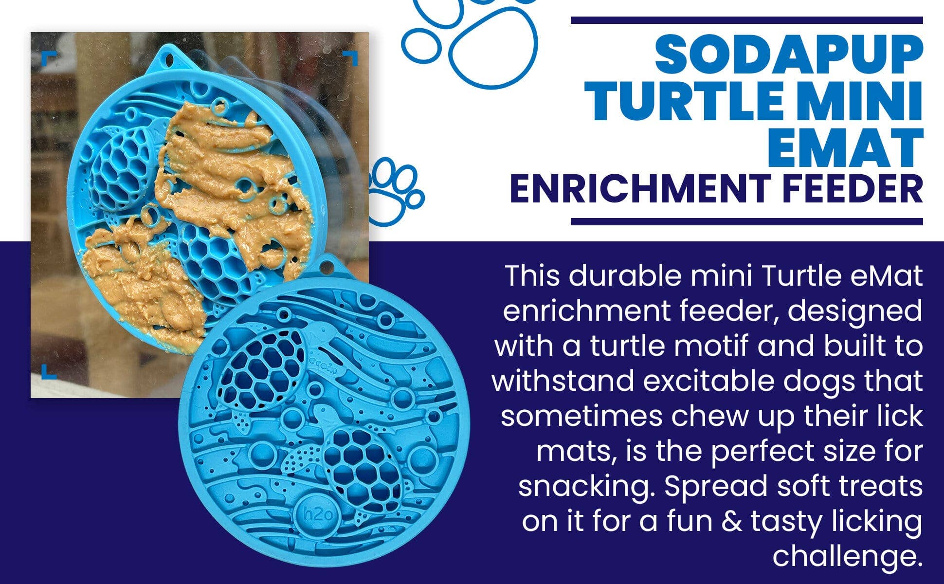SodaPup - Turtle emat-mini Enrichment Lick Mat With Suction Cups
