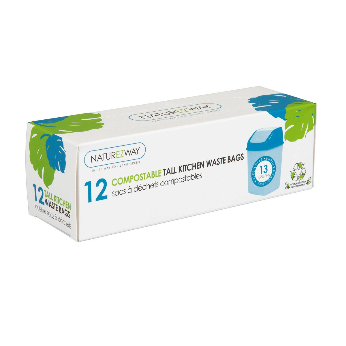 NatureZway - Compostable Tall Kitchen Trash Bags | 13 Gallon | 144 Pack