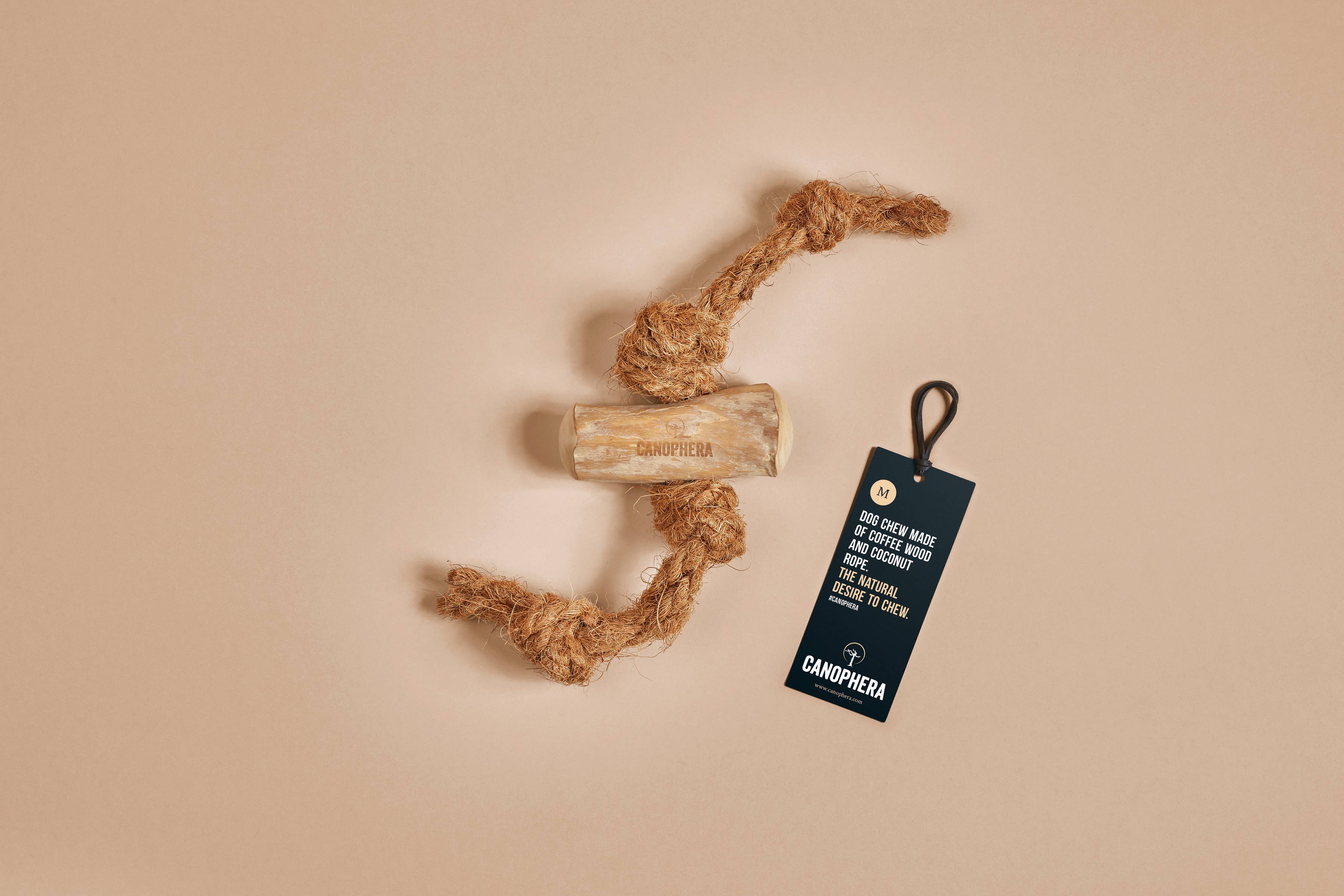 CANOPHERA LLC - Dog Chew Made of Coffee Wood and Coconut Rope.: L / English