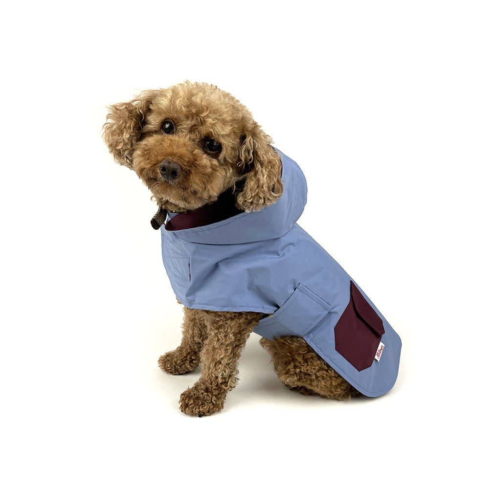 Milltown Brand Dog Reversible Rain Coat - Cabernet/Blue