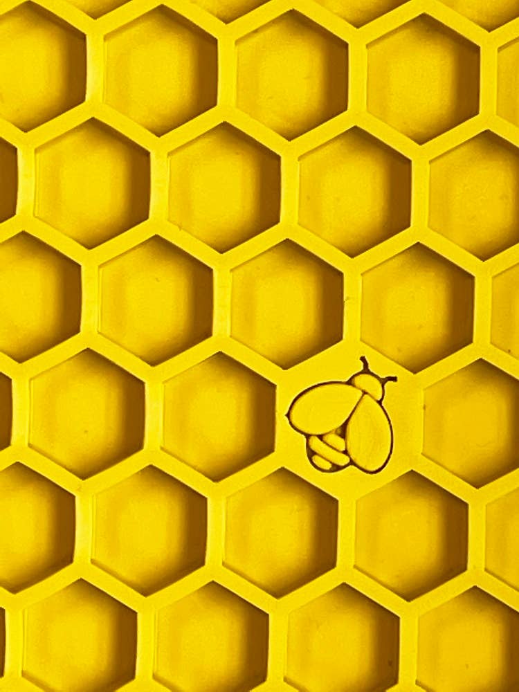 SodaPup - Honeycomb Design Emat Enrichment Licking Mat - Yellow - Large