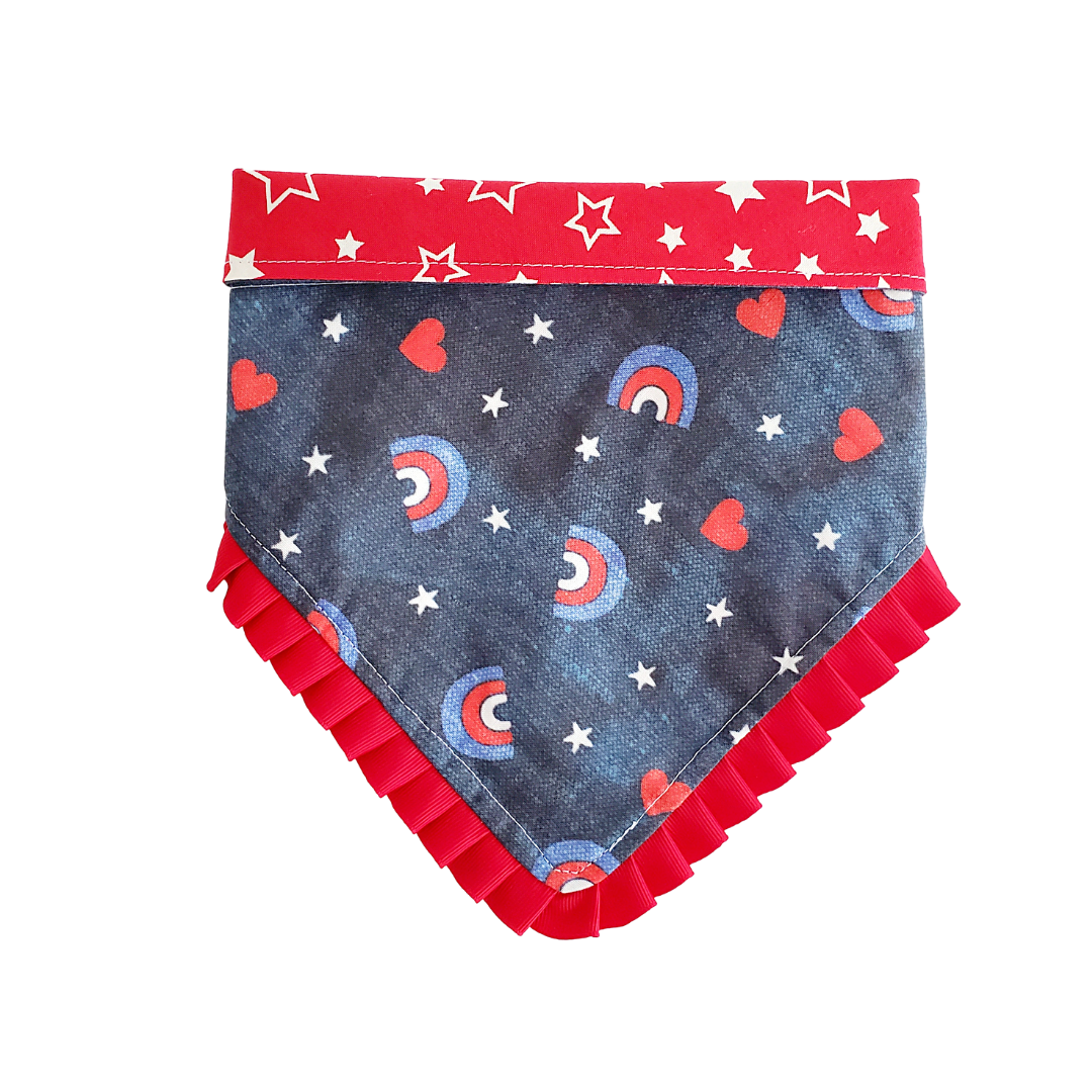 Charlie & the Hound - Patriotic Rainbows - Reversible Dog Collar Bandana