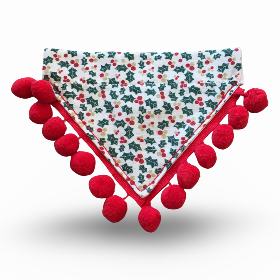 Puppies & Pom Poms - Holly and Berry Merry Christmas Bandana