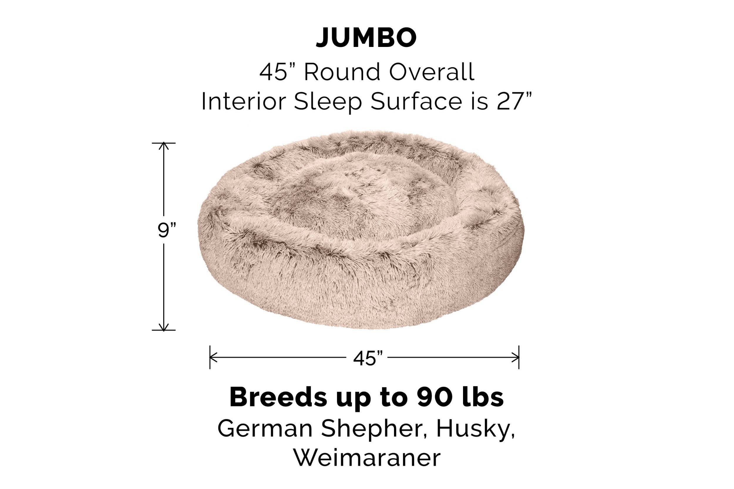 Calming Cuddler Long Fur Donut Dog Bed: Taupe