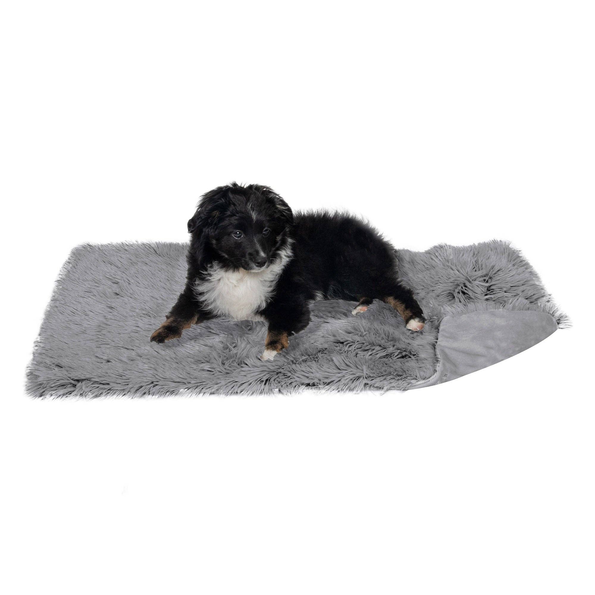 Long Fur & Velvet Pet Throw Blanket: Mist Gray / Extra Large