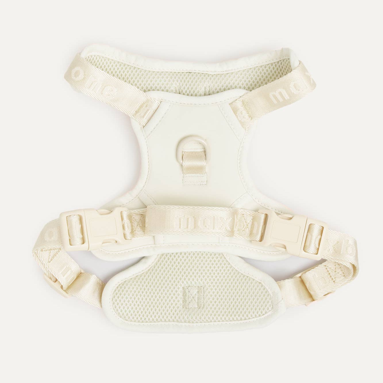 A white easy fit dog harness on a white background. Yes, it's hard to see.