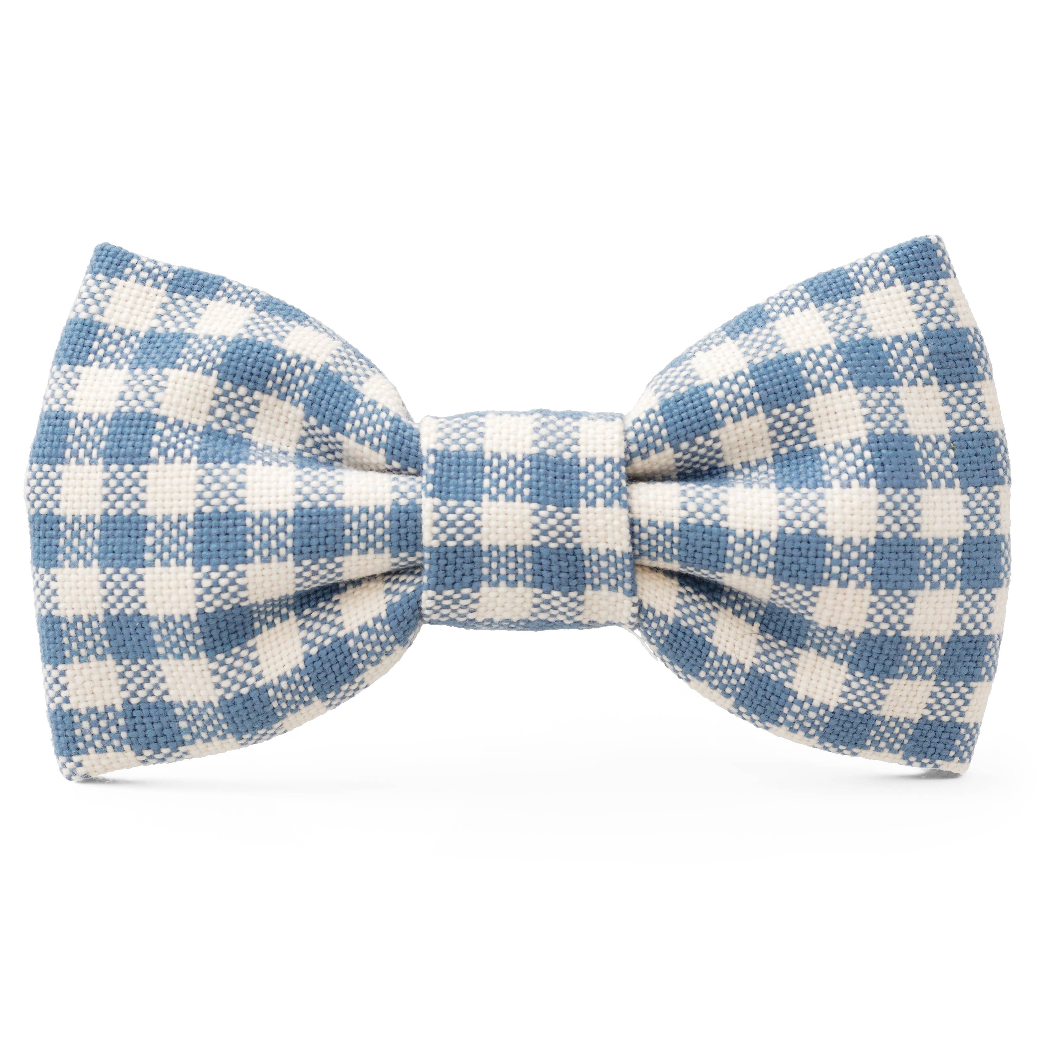 Cloud Blue Gingham Dog Bow Tie: Standard