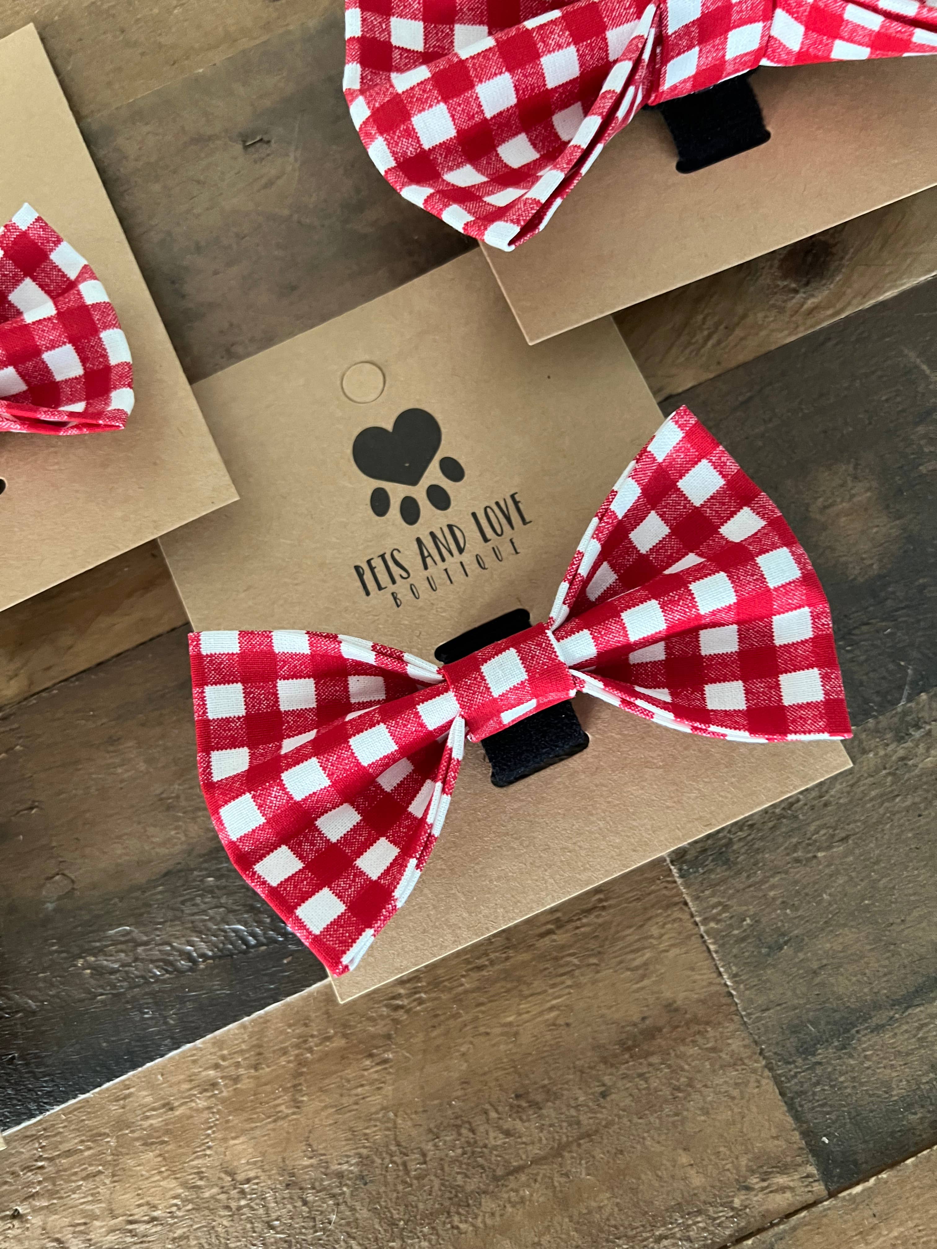Pets and Love Boutique - Red Gingham Dog Bow Tie