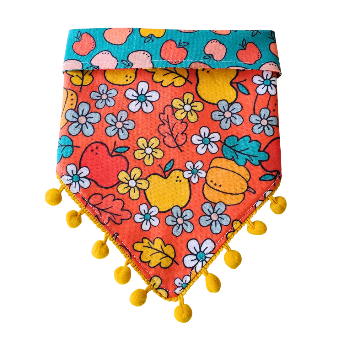 Charlie & the Hound - Fall Apple & Pumpkin - Reversible Dog Collar Bandana