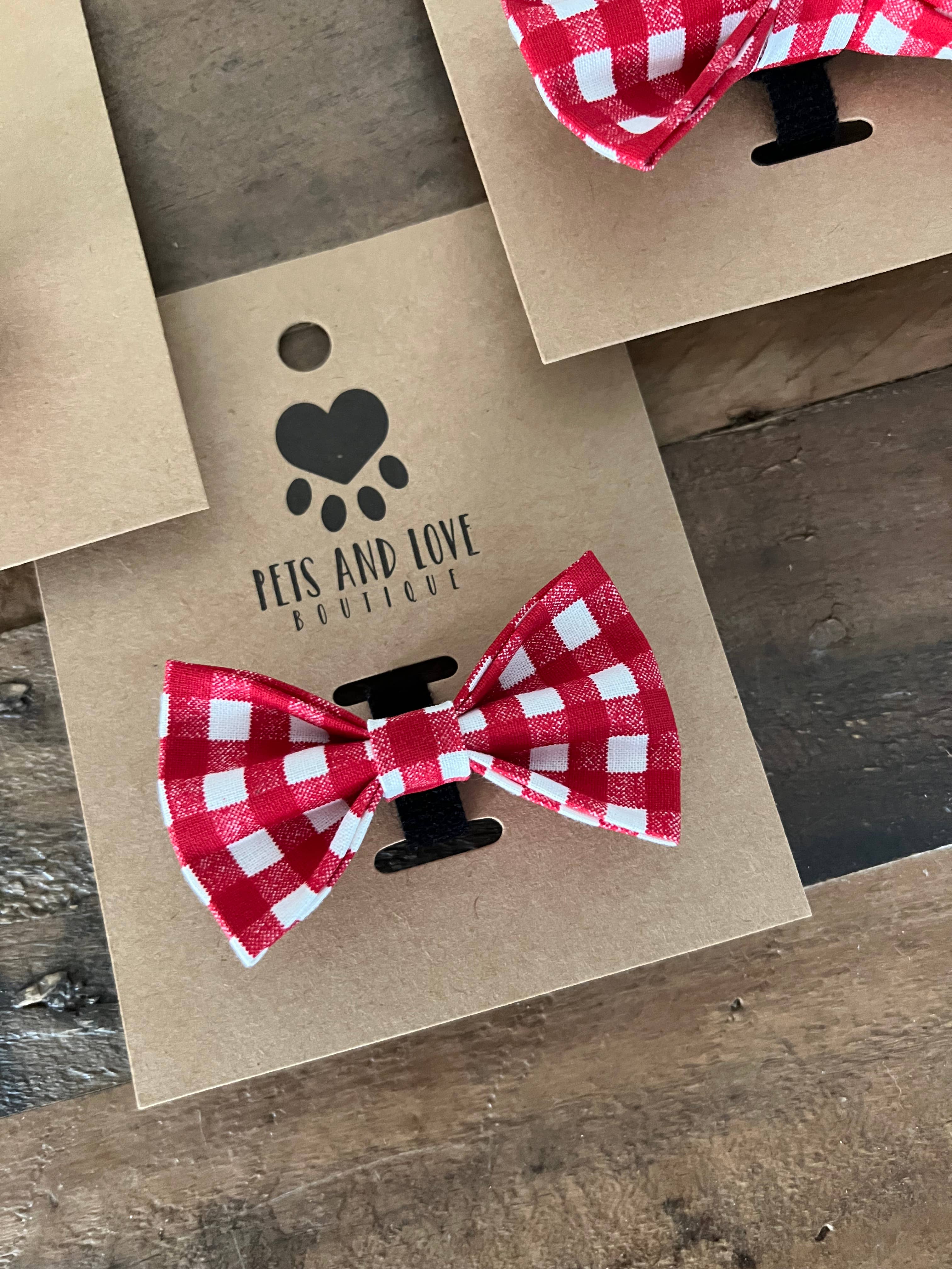 Pets and Love Boutique - Red Gingham Dog Bow Tie