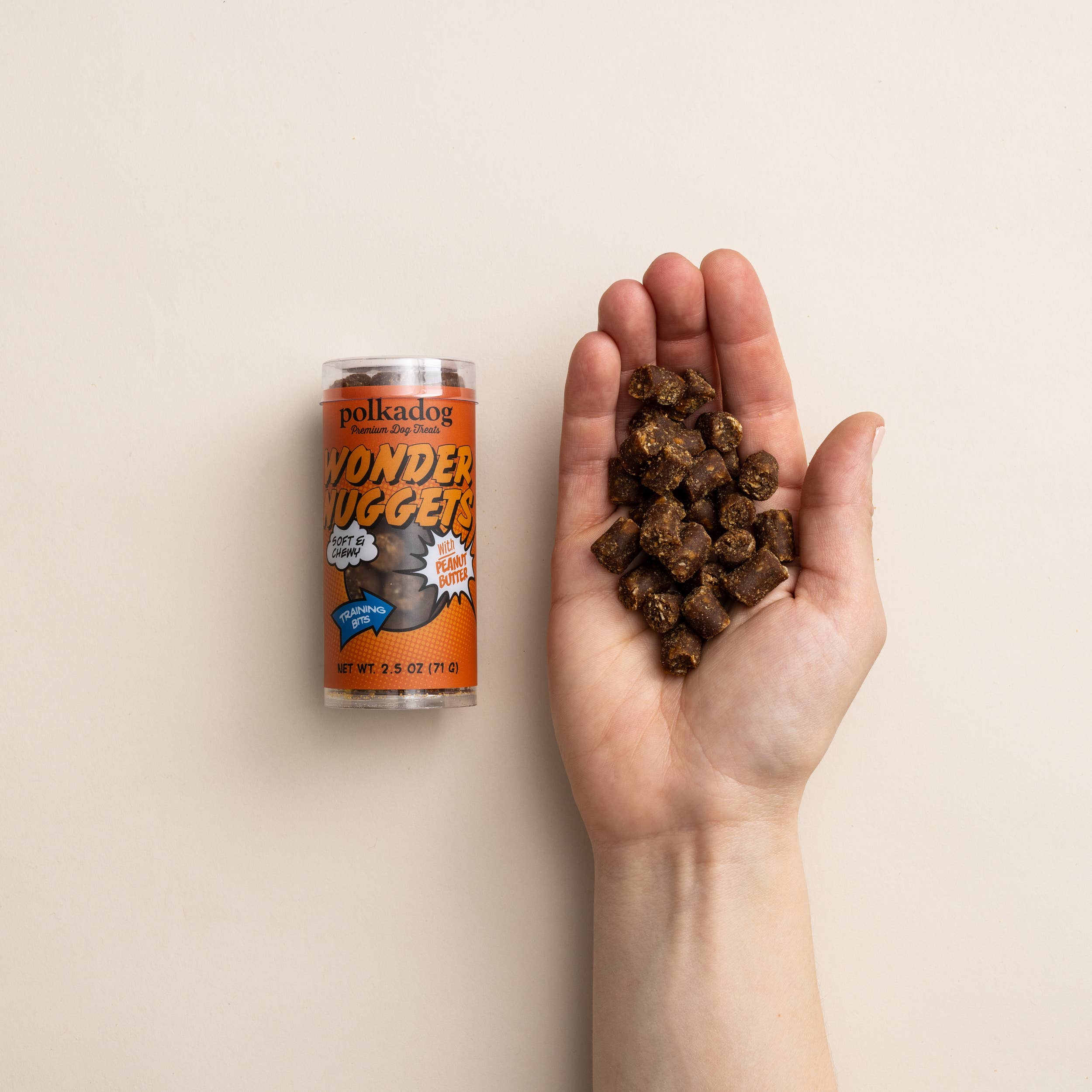 Polkadog - Mini Tube: Wonder Nuggets, Peanut Butter - 2.5oz - Dog Treat