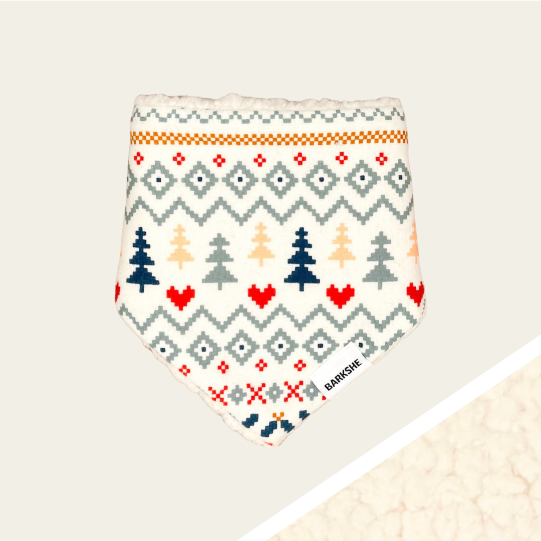Holiday Dog Bandana // Cozy Cabin Sherpa (Reversible): S