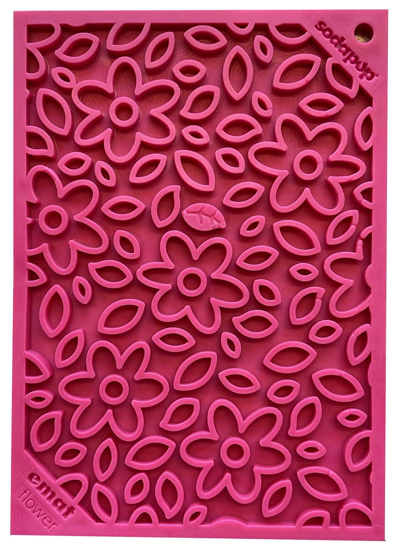 SodaPup - Flower Power Design eMat Enrichment Lick Mat - Pink