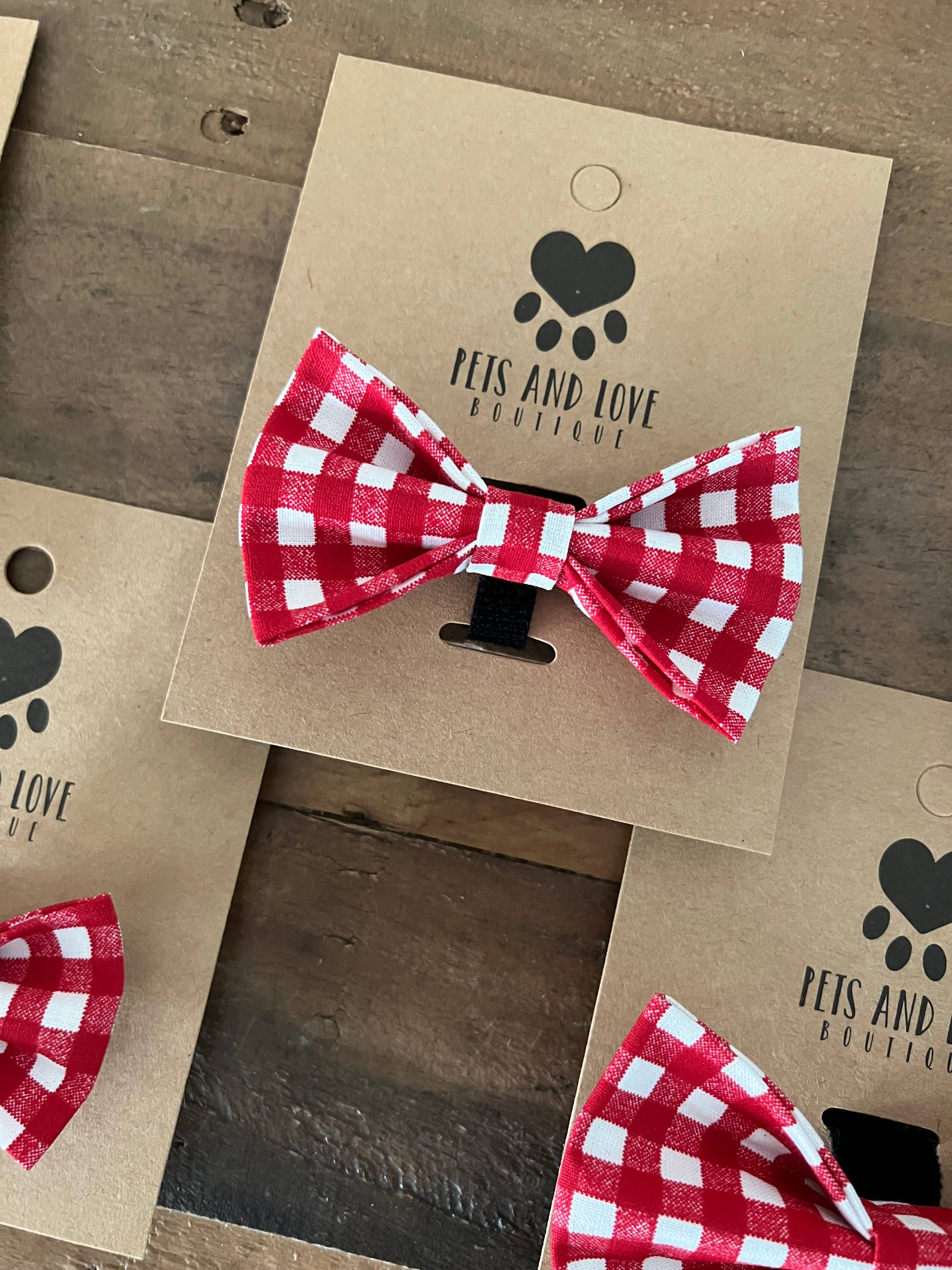 Pets and Love Boutique - Red Gingham Dog Bow Tie
