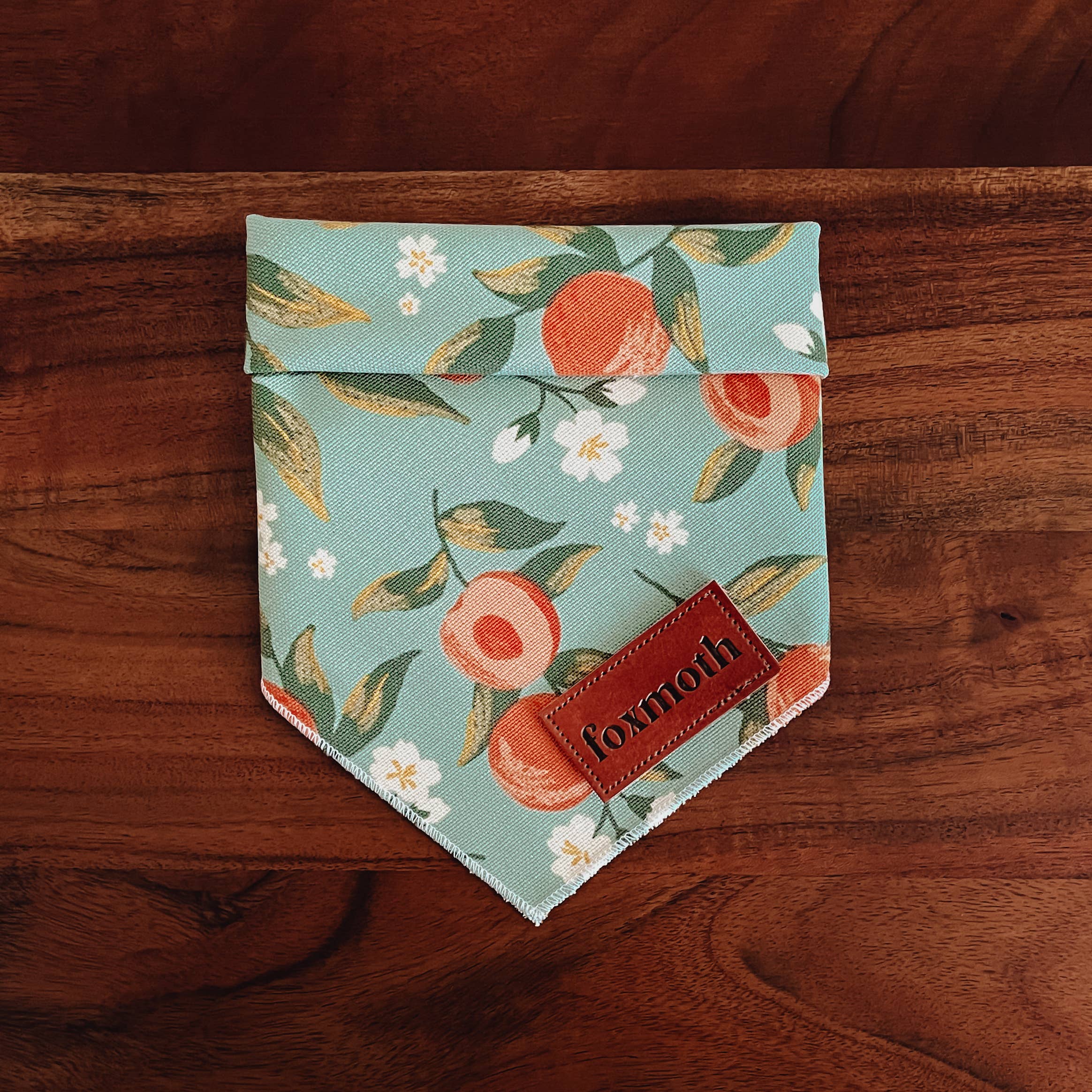 FoxMoth - Peaches | Dog Bandana | Spring Summer Floral Boho Fruit - Medium