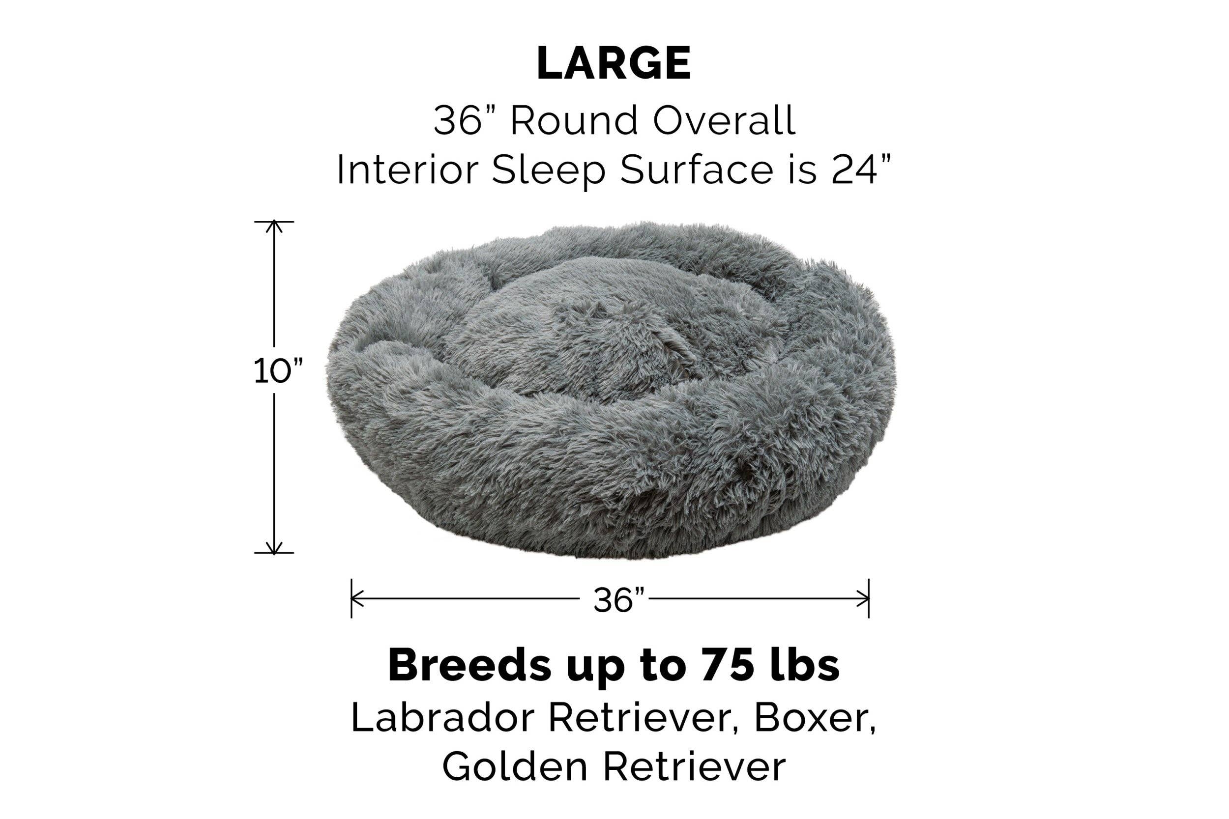 Calming Cuddler Long Fur Donut Dog Bed: Gray