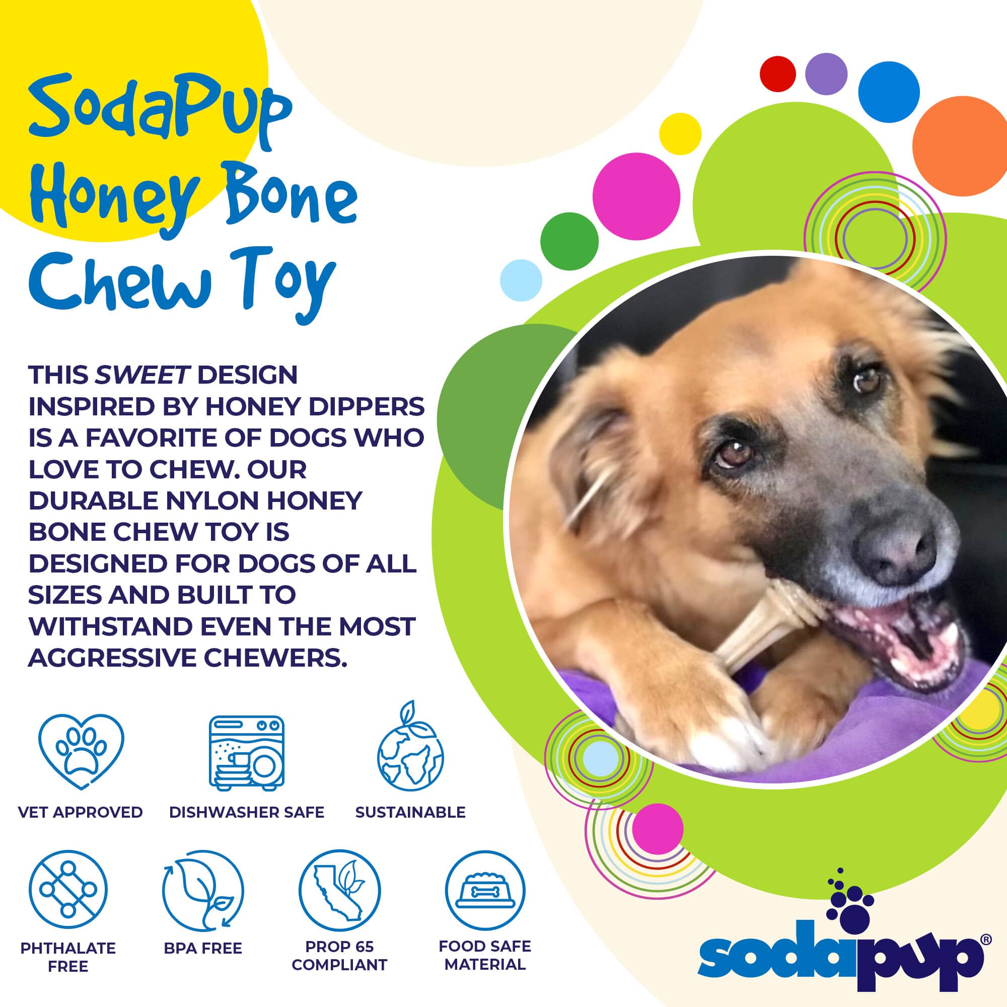 SodaPup - Honey Bone Nylon Chew Bone for Dogs