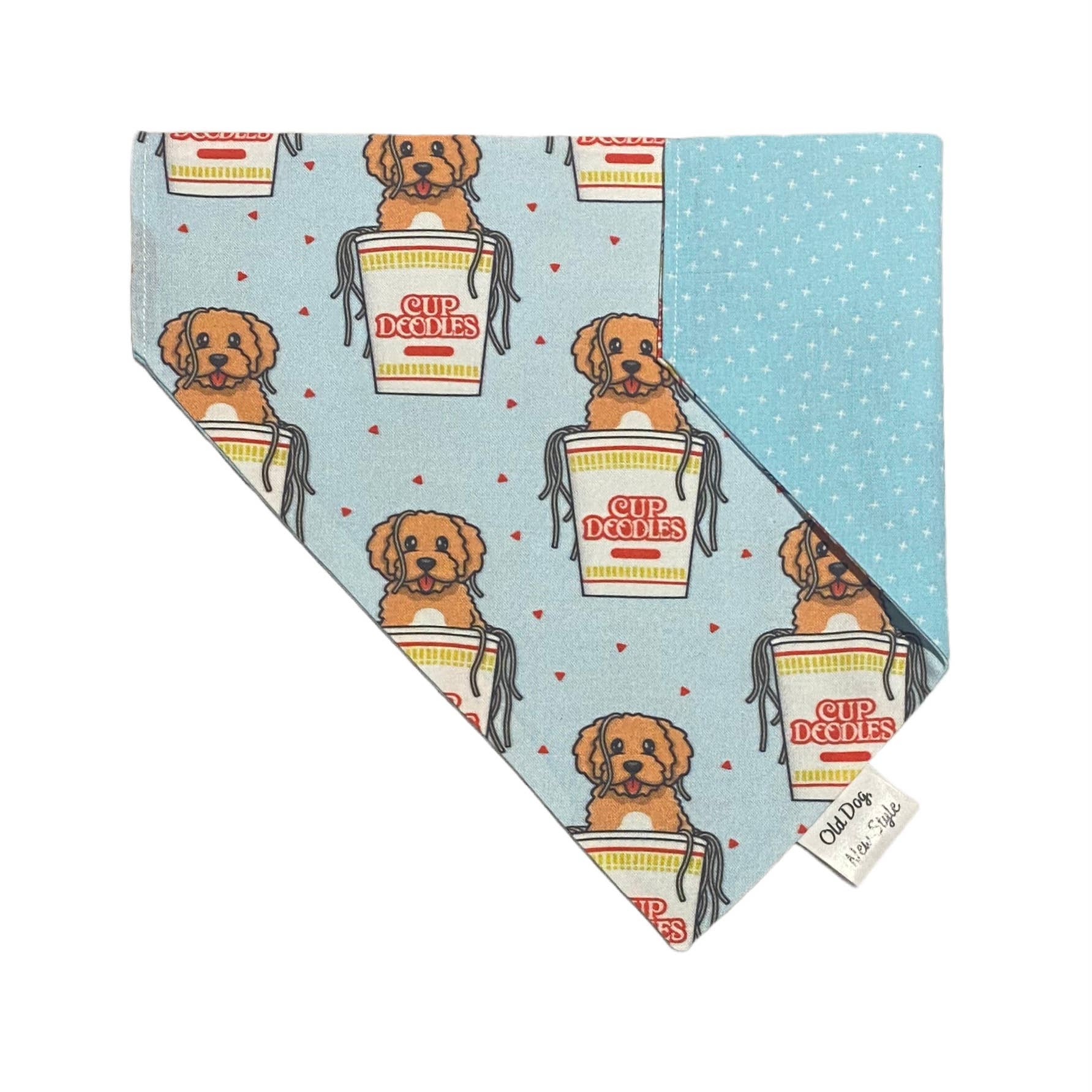 Old Dog, New Style - Blue Cup of Doodle Dog Bandana