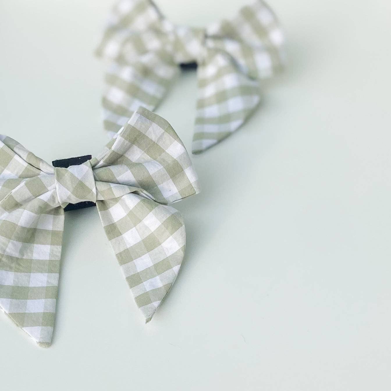 doggish - Sage plaid check gingham sailor dog bow accessory