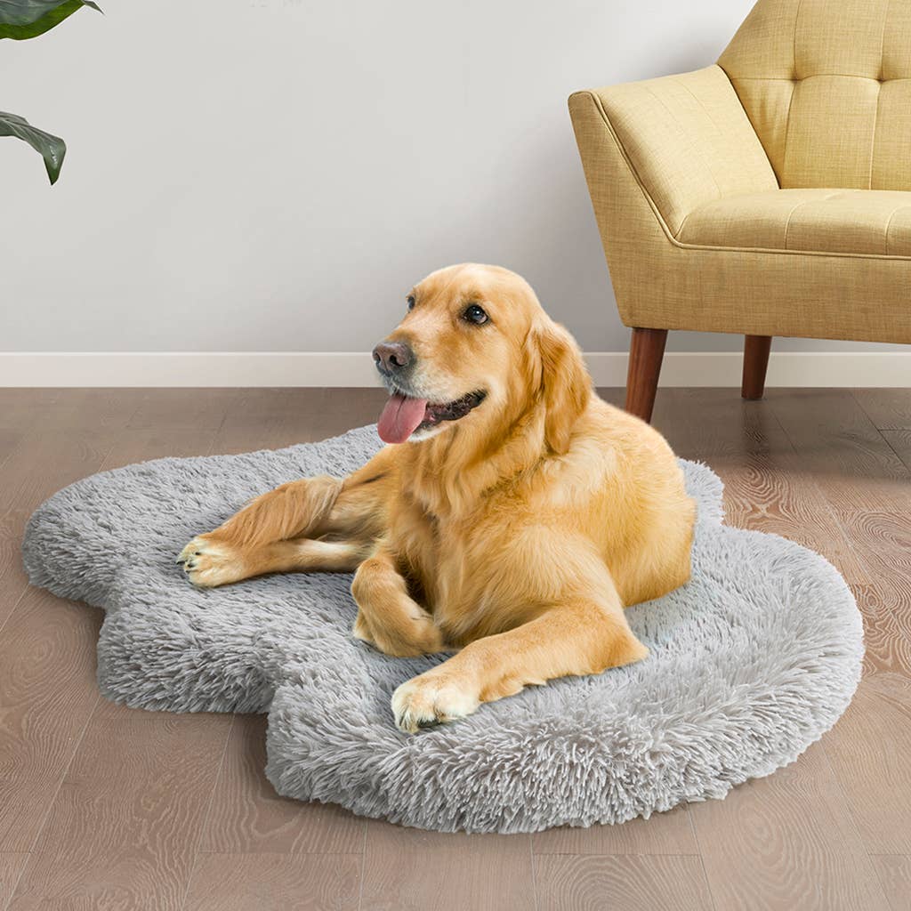 Olliix - Faux Fur Orthopedic Dog Bed Rug with Cover, Grey