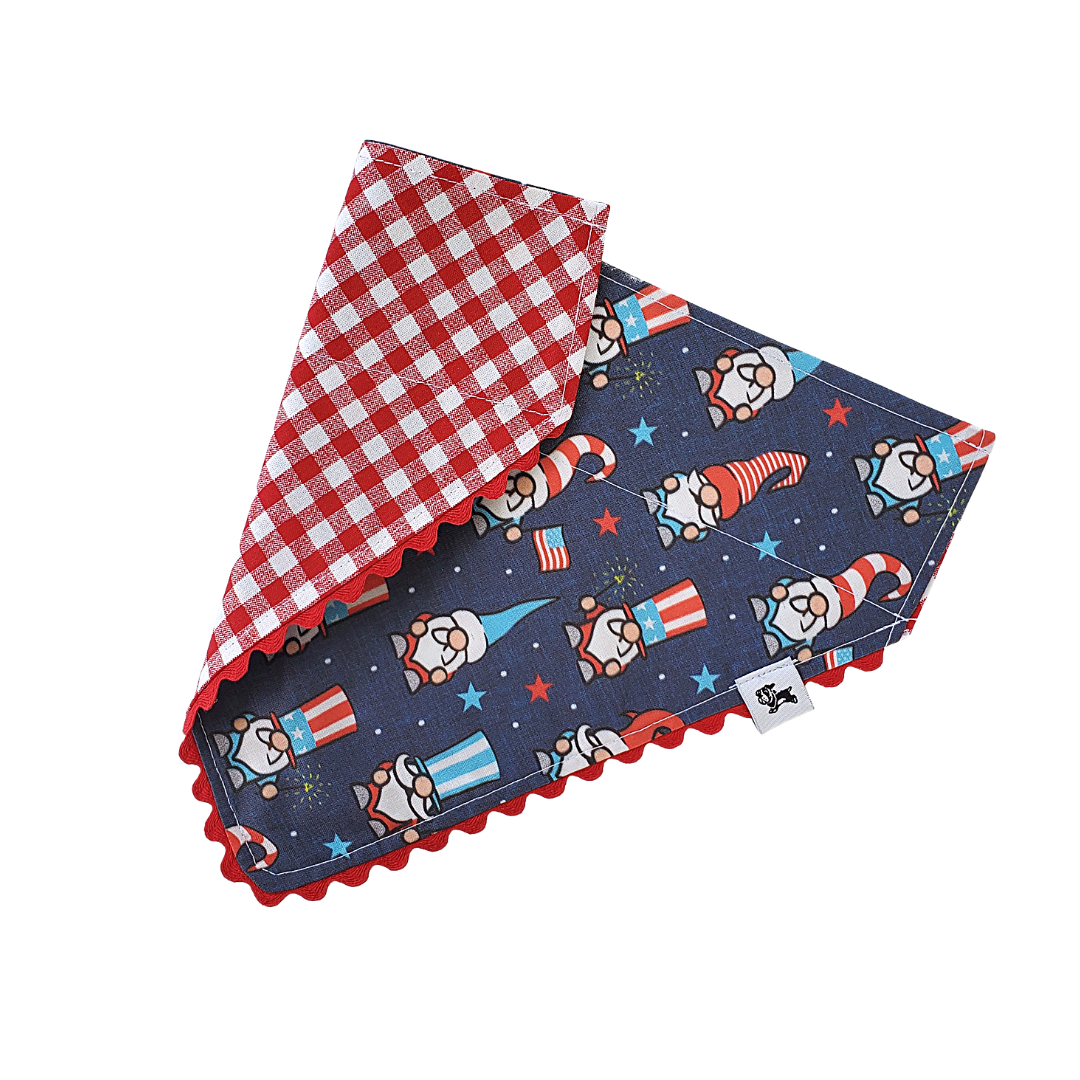 Charlie & the Hound - Patriotic Gnomes - Reversible Dog Collar Bandana