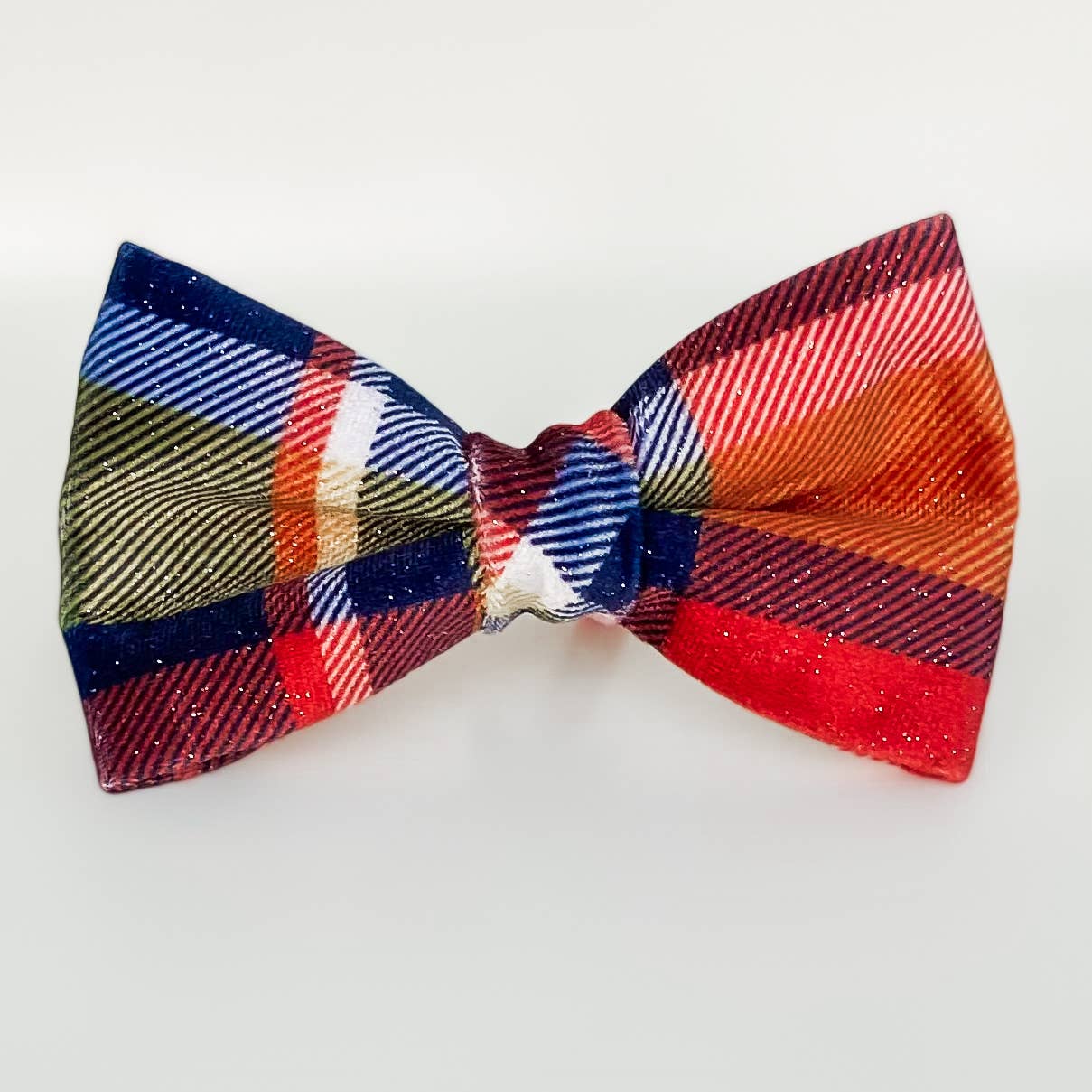 doggish - Velvet plaid blue and orange fall dog bow tie
