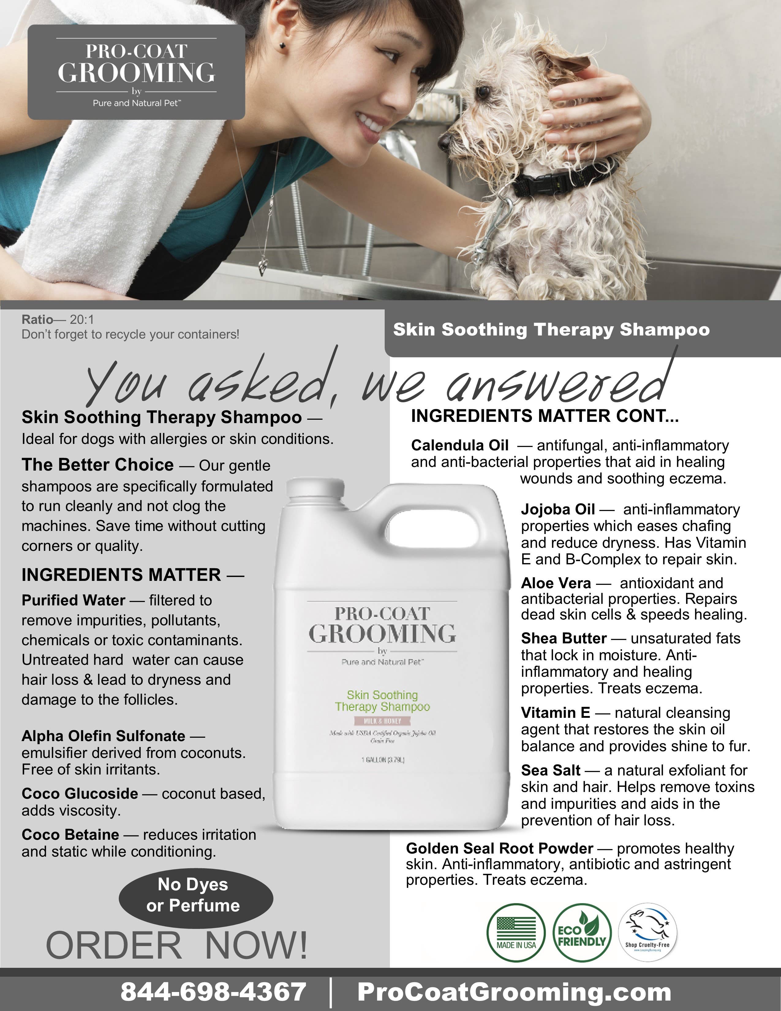 Pure and Natural Pet - Skin Soothing Therapy Shampoo for Dogs - 1 Gallon