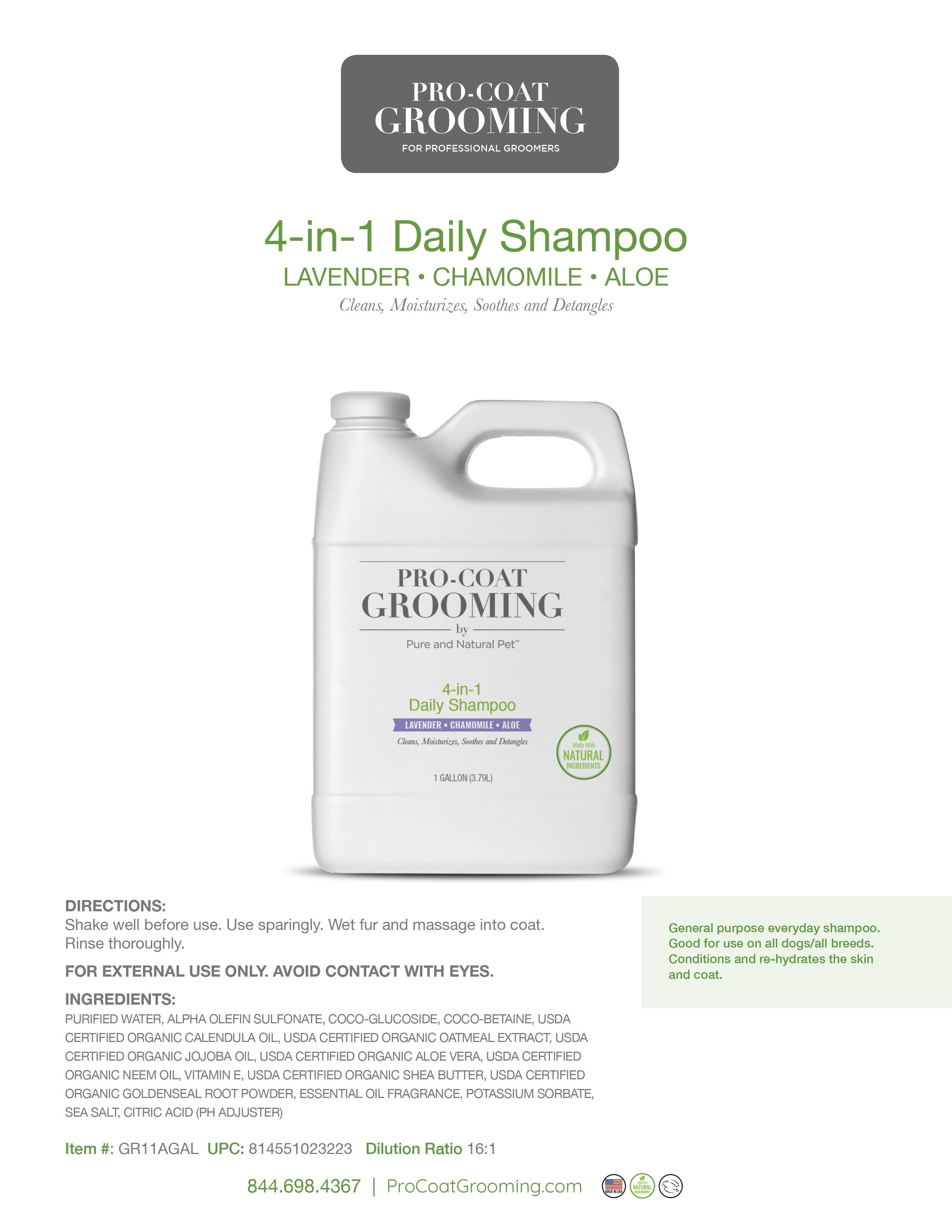 Pure and Natural Pet - 4-in-1 Daily Shampoo for Dogs (Lavender) - 1 Gallon