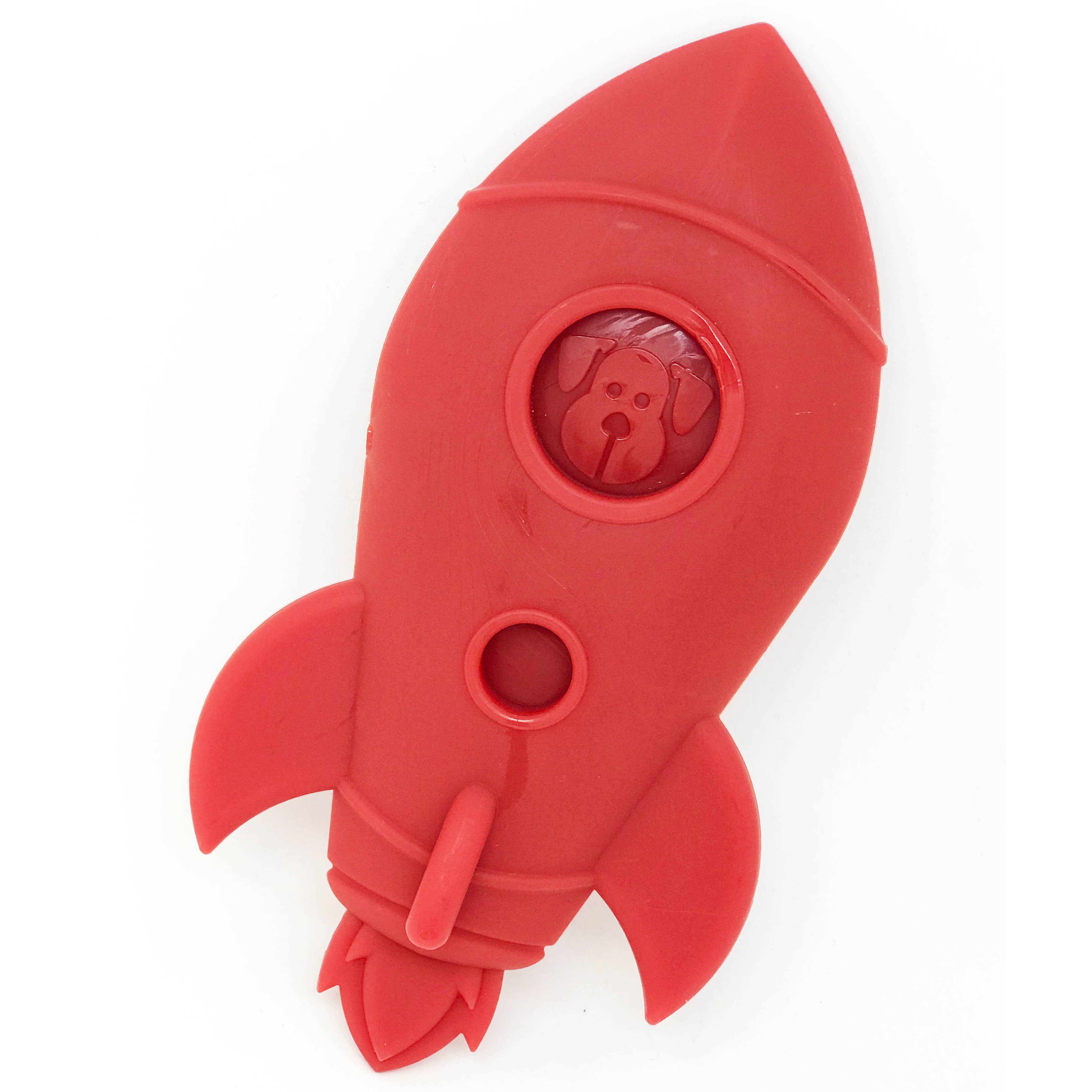 SodaPup - Spotnik Durable Nylon Rocket Ship Chew Toy - Red