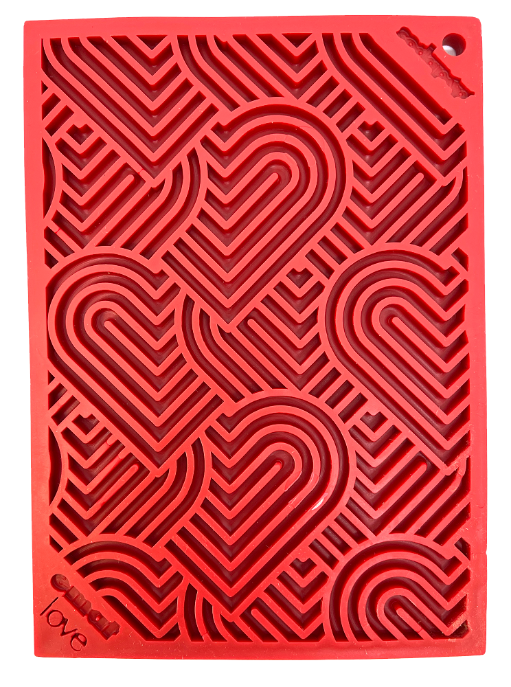 SodaPup - Heart Design "Love" Emat Enrichment Lick Mat - Red - Small