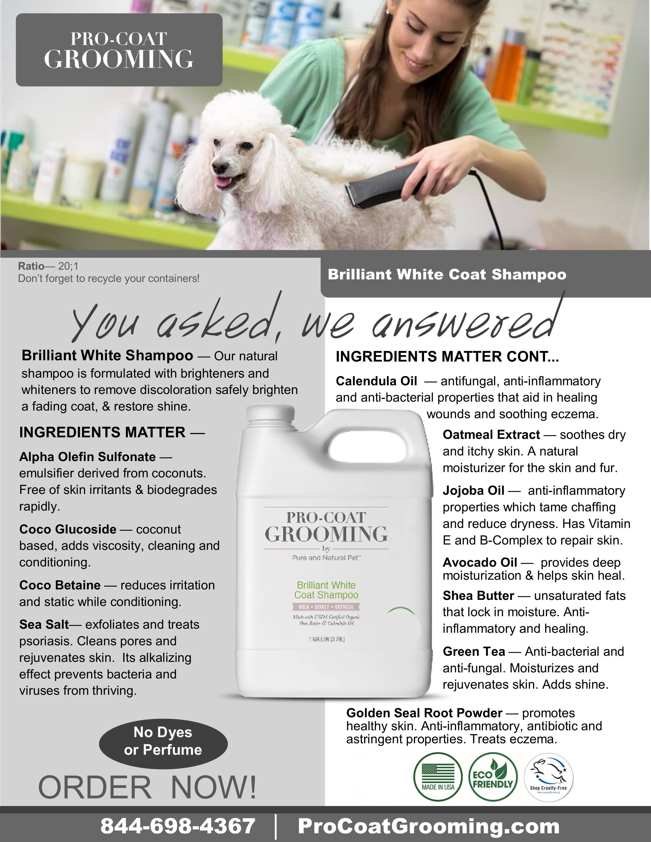 Pure and Natural Pet - Brilliant White Coat Shampoo for Dogs  - 1 Gallon