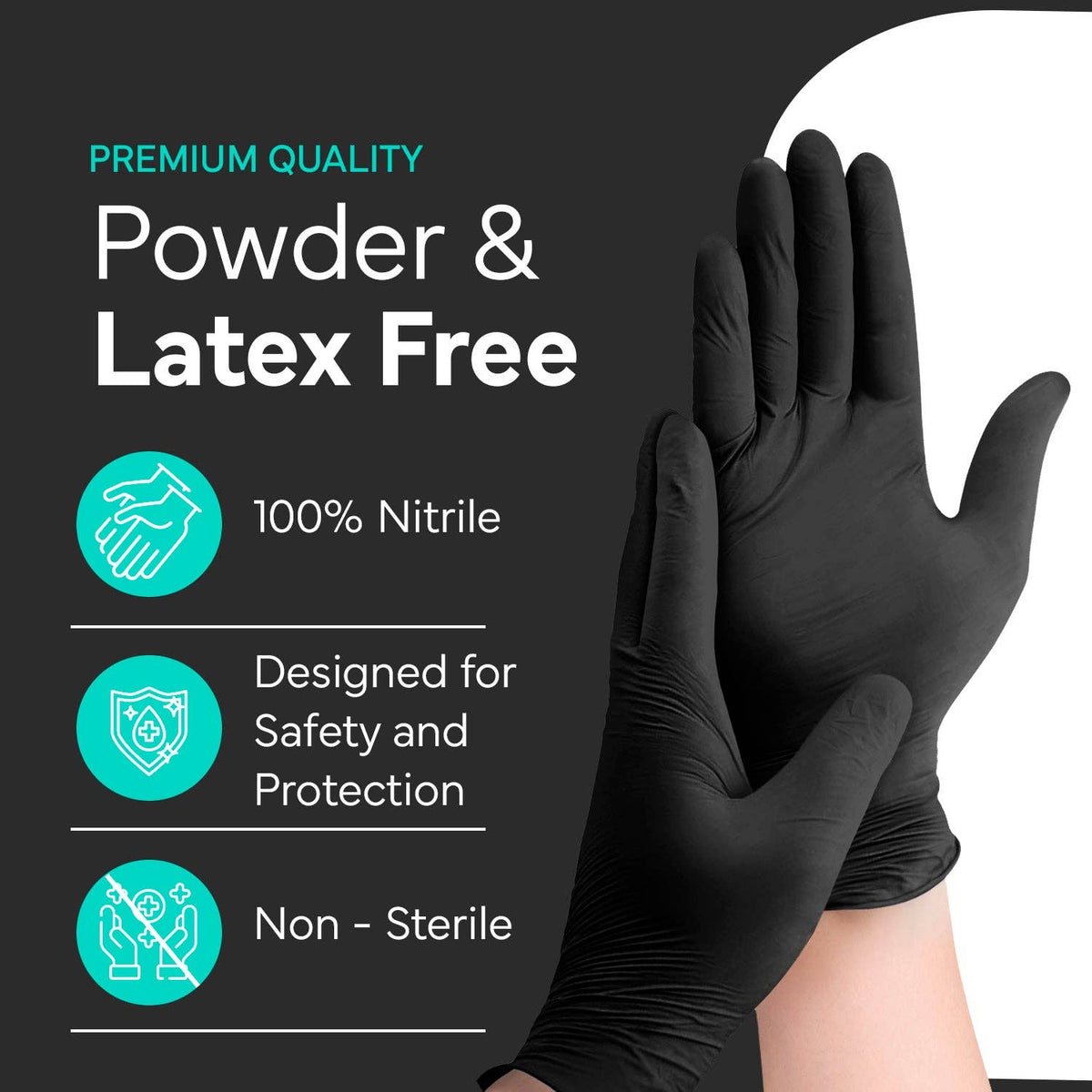 OWELL LLC - OWELL Black 4mil Nitrile Disposable Gloves (100 Count)