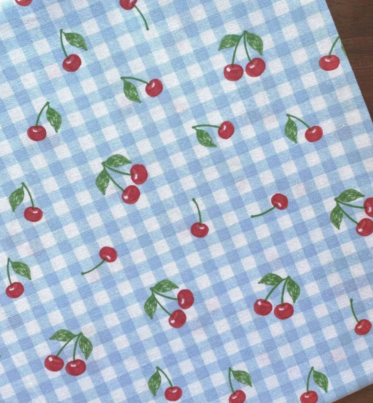 Paisley Paw Designs - Cherries Dog Bandana, Cherry, Blue Gingham