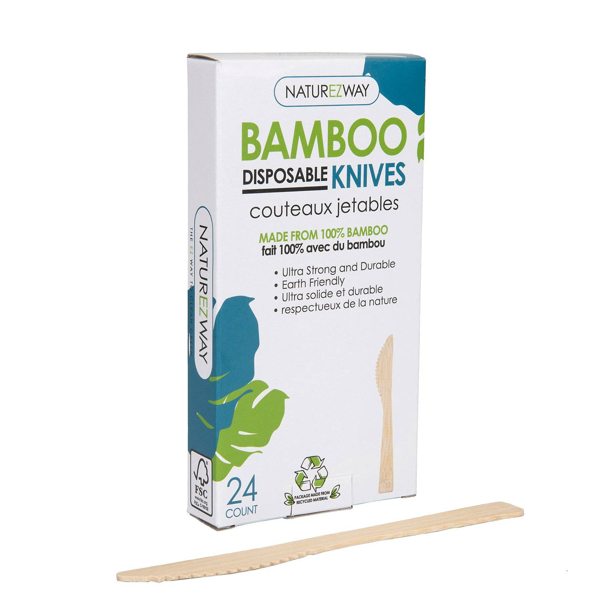 NatureZway - 24 PACK, Bamboo Disposable Cutlery - Disposable- Reusable