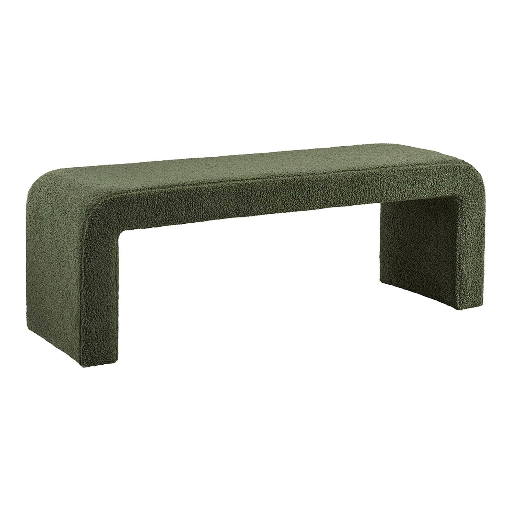 Olliix - 52"W Modern Boucle Waterfall Bench, Green *