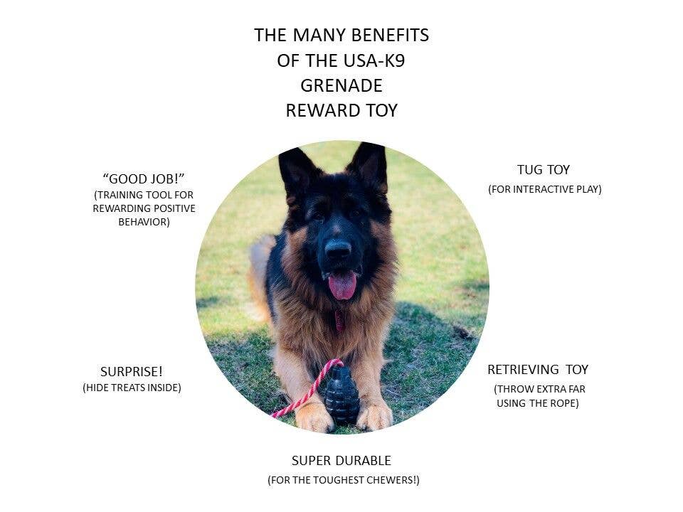 SodaPup - USA-K9 Magnum Grenade - Chew Toy - Reward Toy - Black