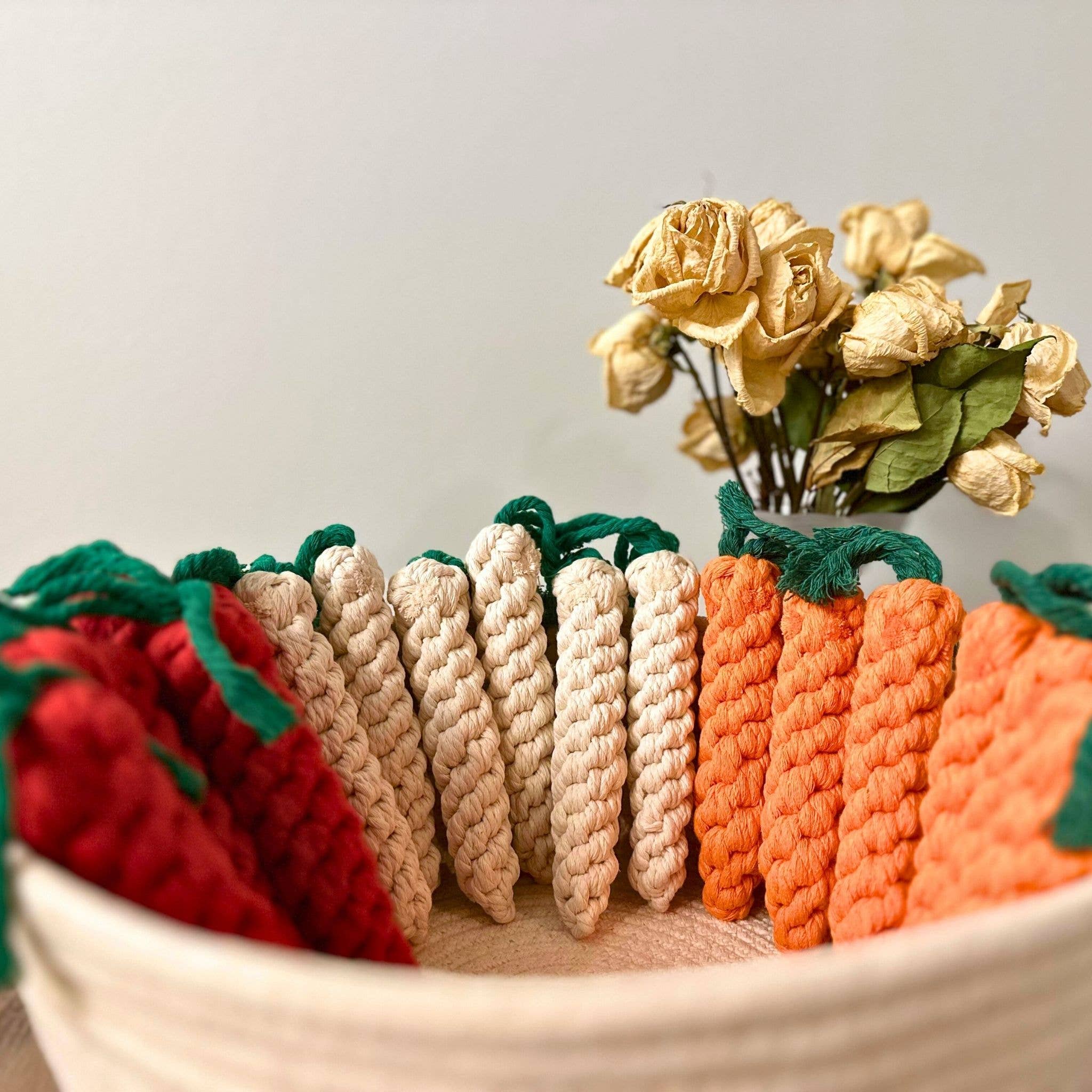Handmade Sustainable Carrot Rope Chew Toys for Puppies