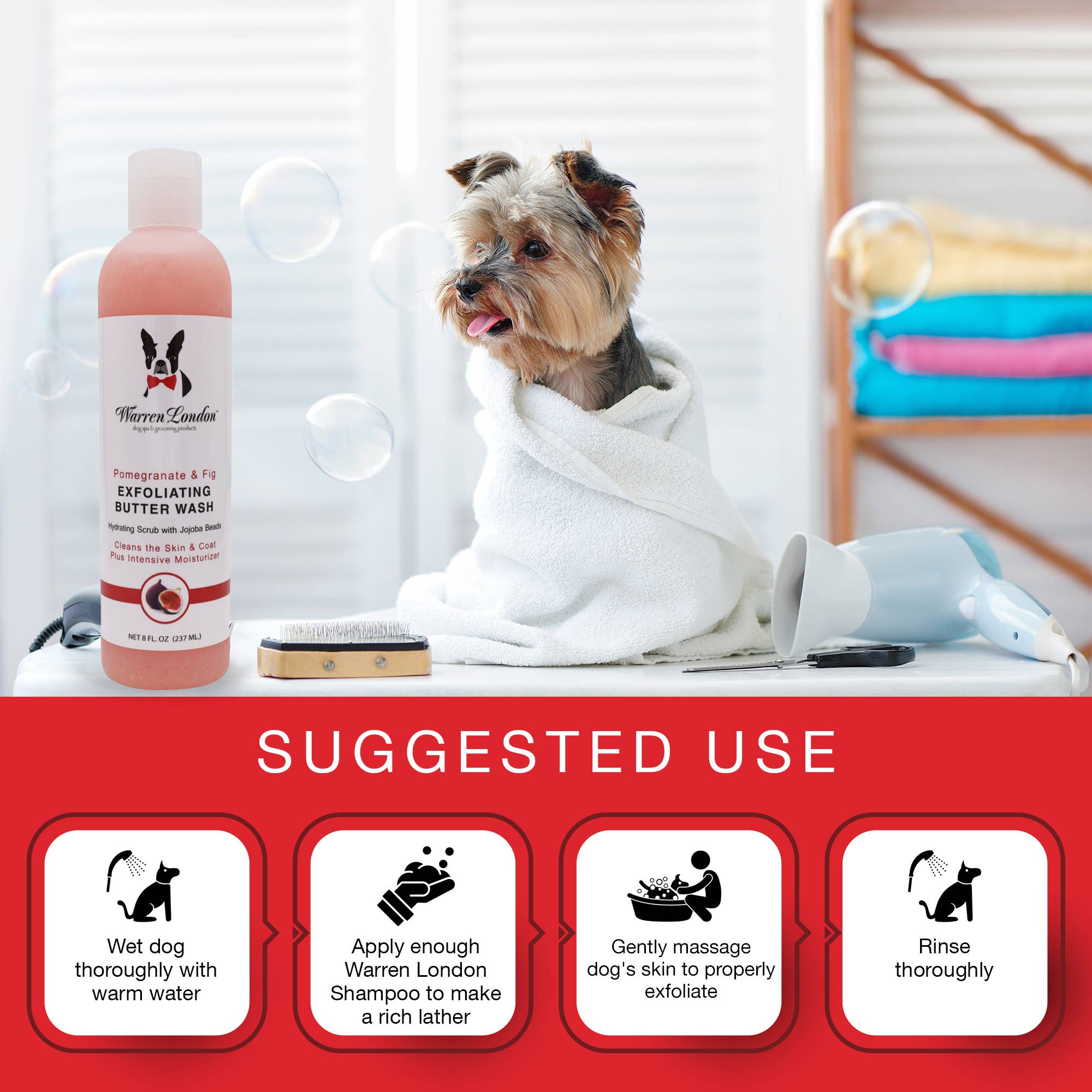 Warren London Dog Products - Exfoliating Butter Wash Dog Shampoo - 2 Scents - 2 Sizes