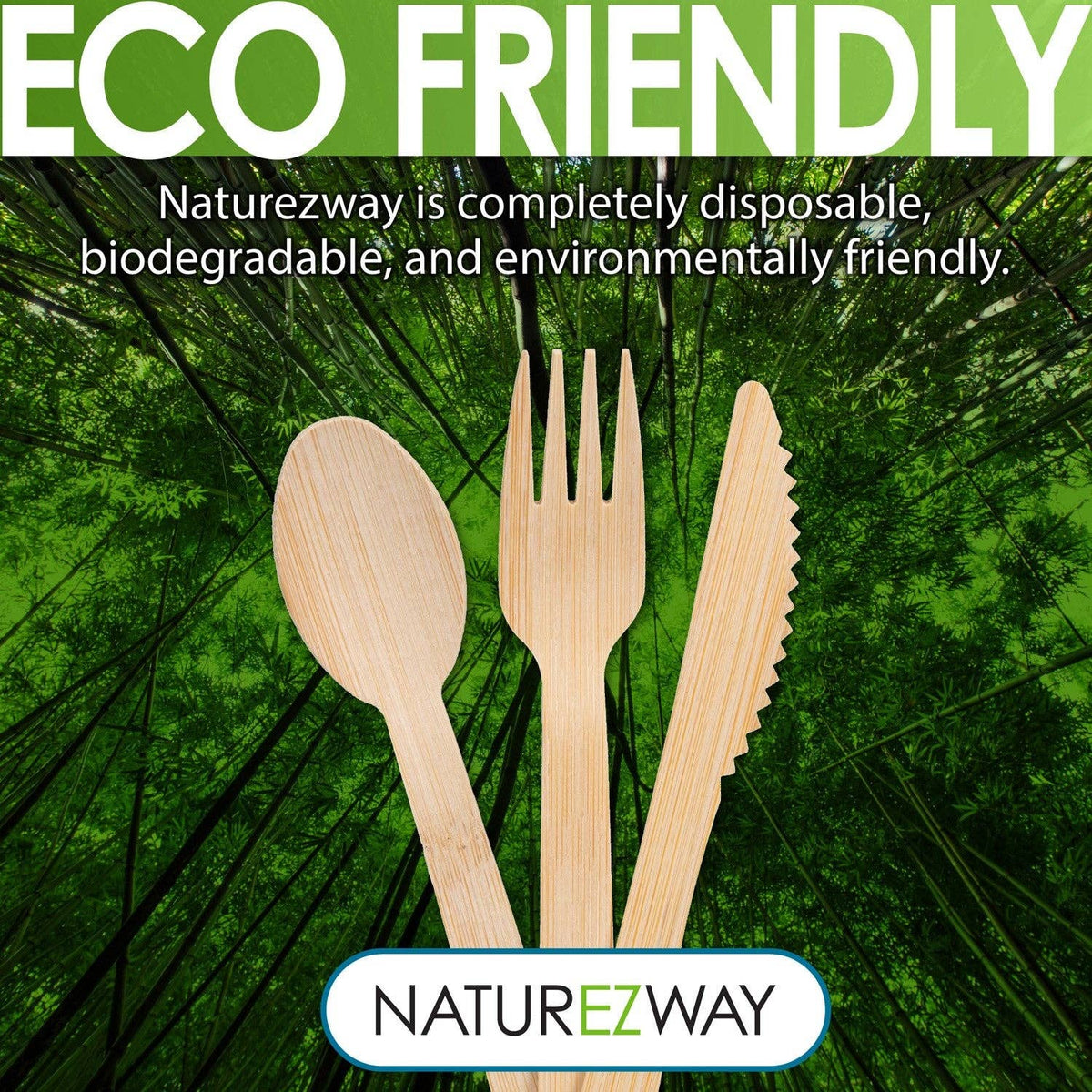 NatureZway - 24 PACK, Bamboo Forks - Disposable - Reusable