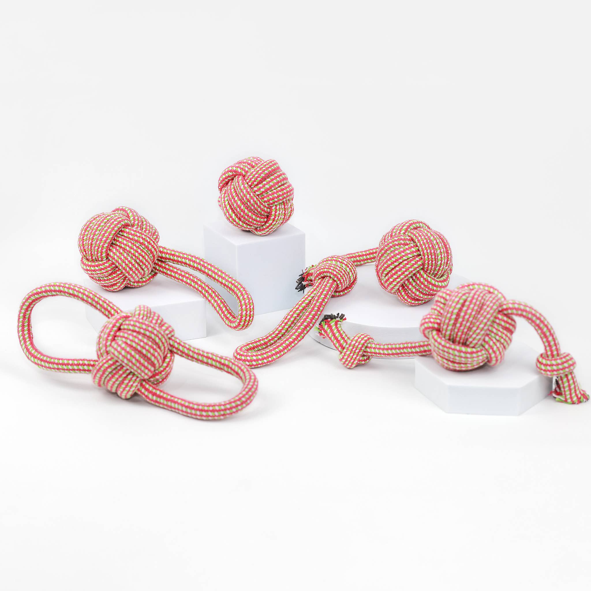 CSCORD International LLC - Pink and Green Tug Rope Toys | Handmade| Two Handles