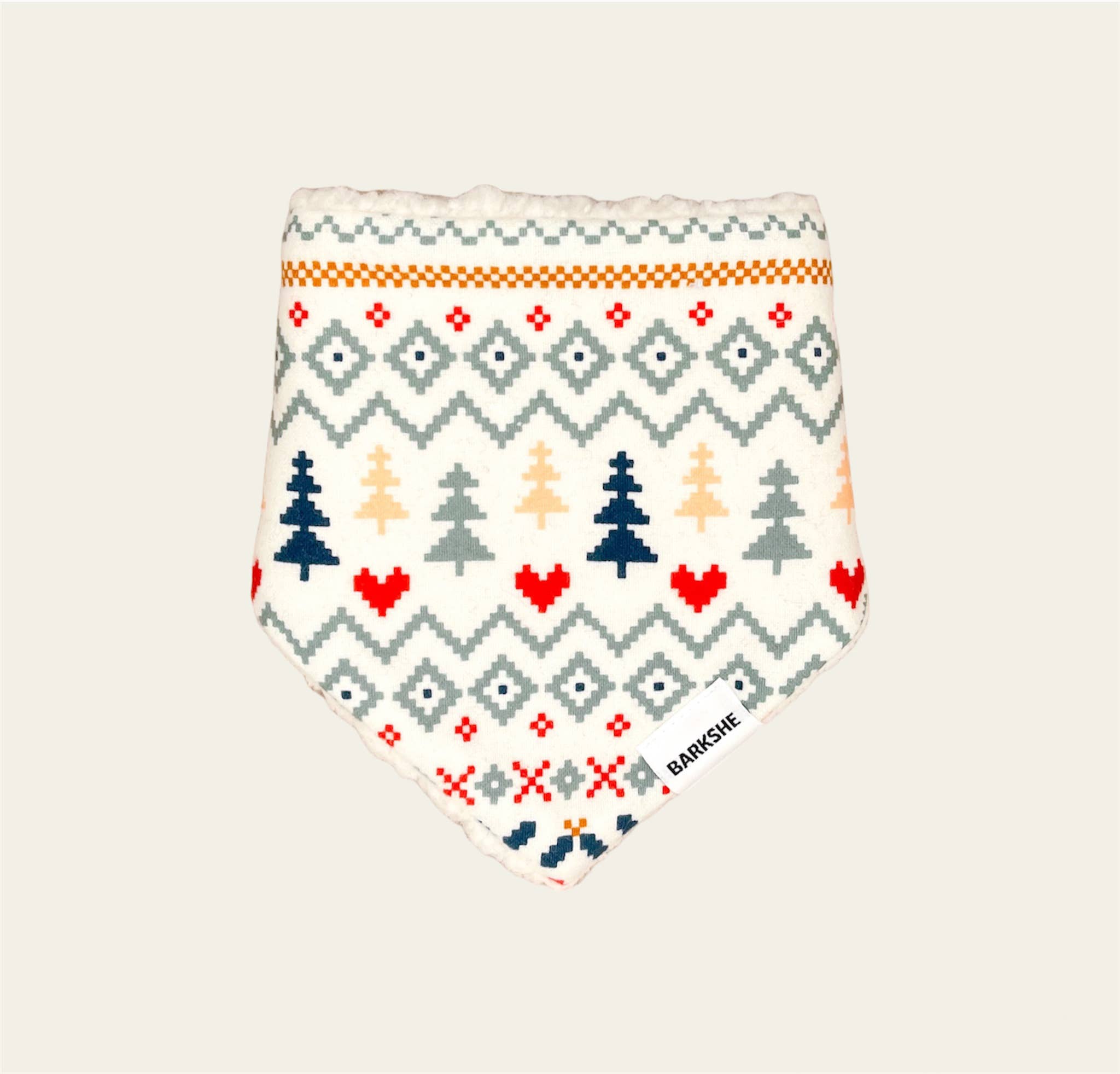 Holiday Dog Bandana // Cozy Cabin Sherpa (Reversible): L