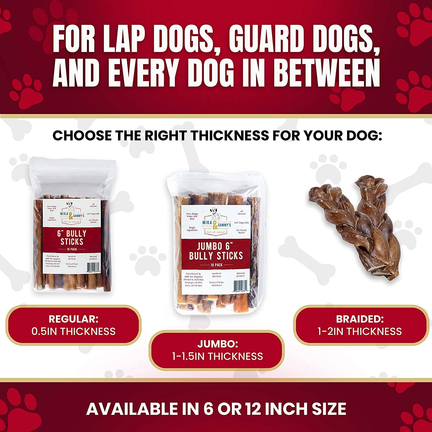 Mika and Sammy's Gourmet Pet Treats - Jumbo Bully Sticks