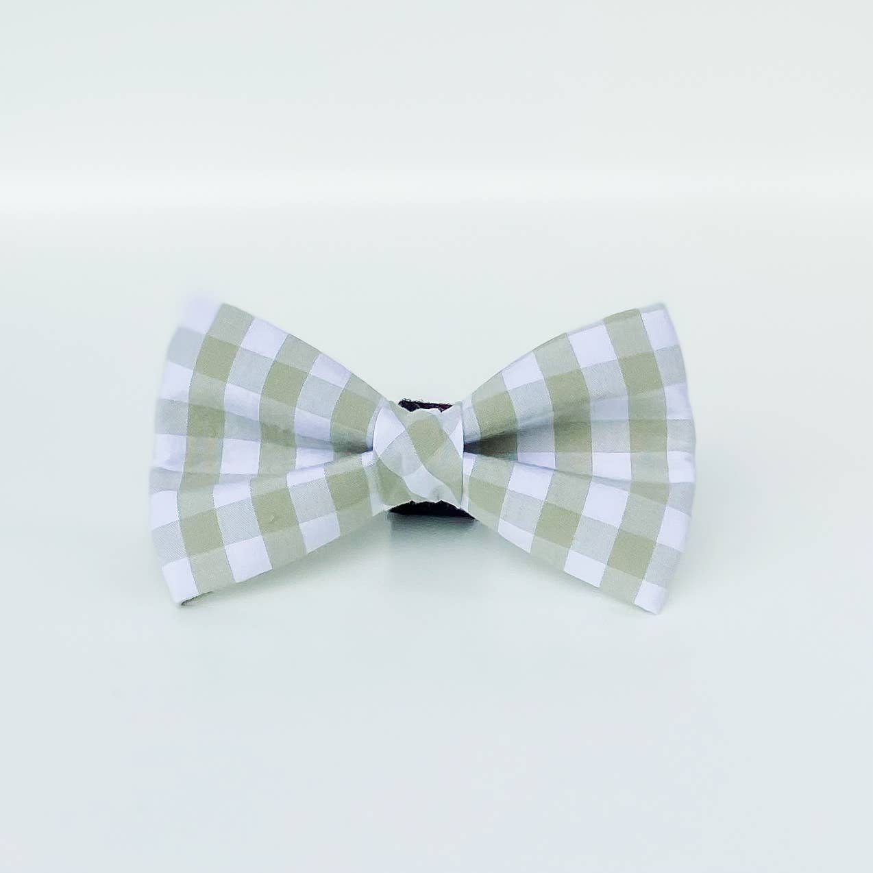 doggish - Sage green check plaid gingham dog bow pet accessory
