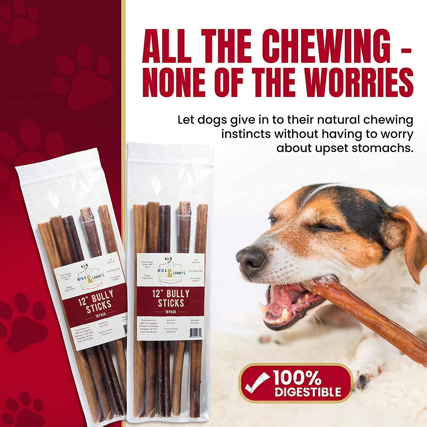 Mika and Sammy's Gourmet Pet Treats - Jumbo Bully Sticks