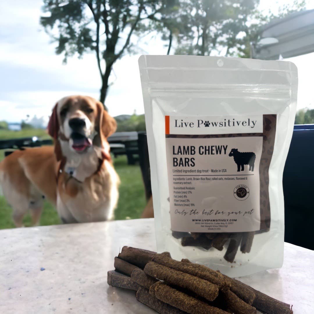 Live Pawsitive - Lamb Chewy Bars, soft limited ingredient dog treat, USA