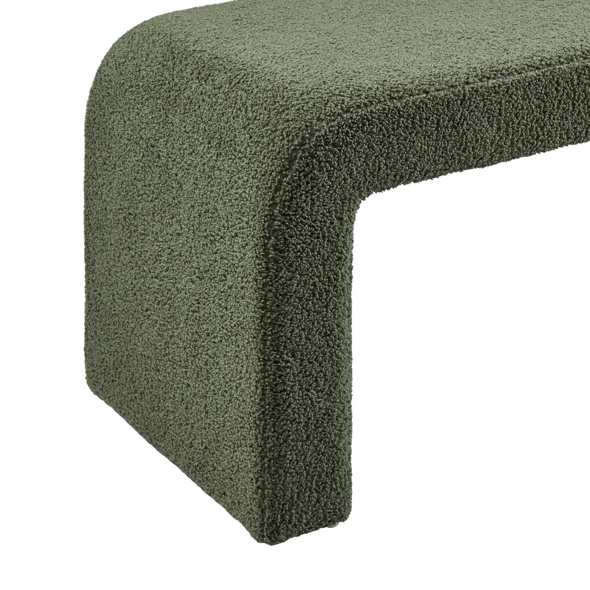 Olliix - 52"W Modern Boucle Waterfall Bench, Green *