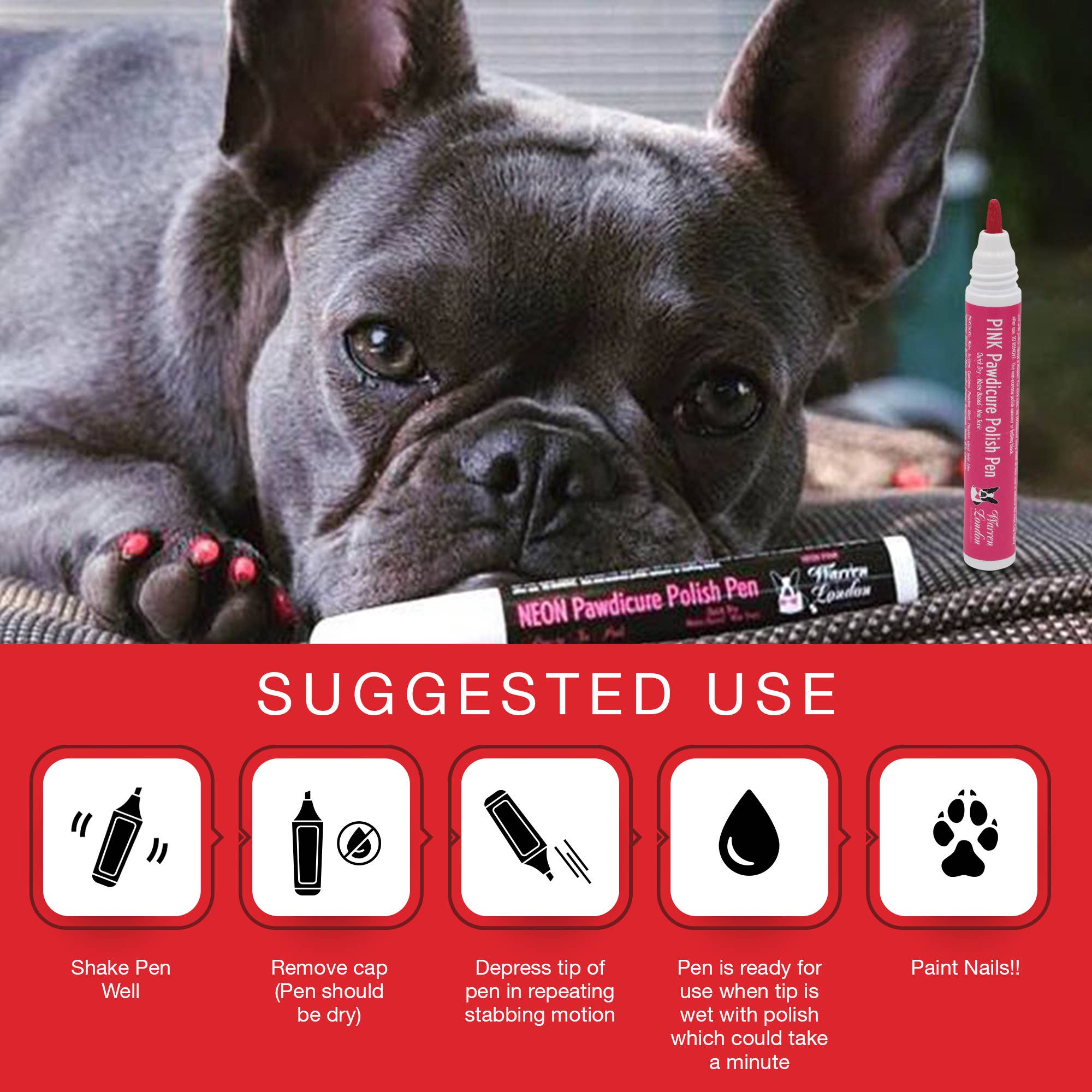 Warren London Dog Products - Pawdicure Nail Polish Pen - Quick Dry - 13 Colors