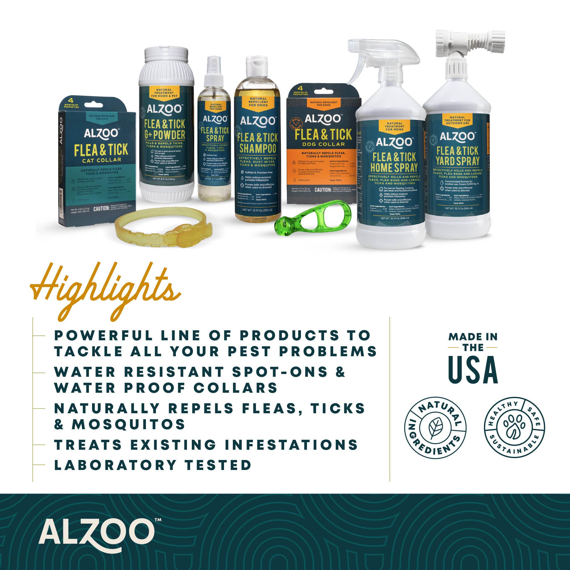 ALZOO - ALZOO™ Plant-Based Repellent Diffusing Dog Collar - Medium