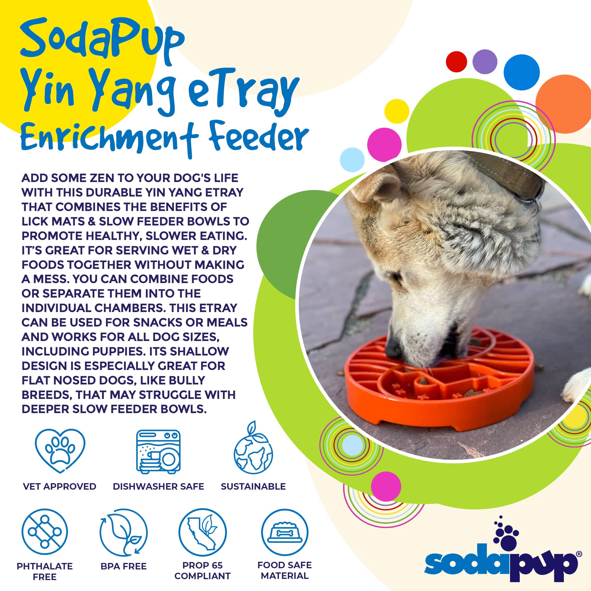 SodaPup - Yin Yang Design Shallow eTray Enrichment Slow Feeder Tray for Dogs