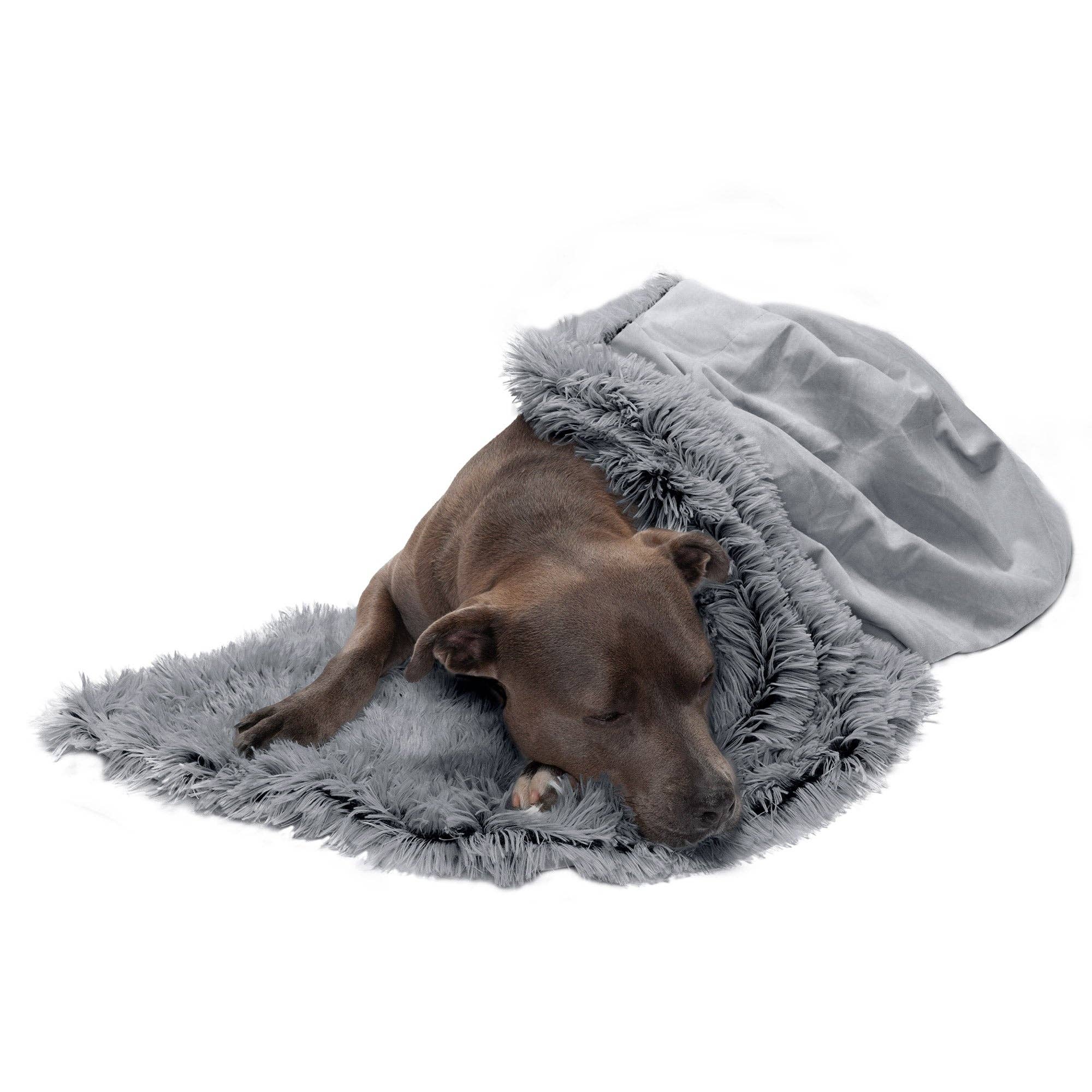 Long Fur & Velvet Pet Throw Blanket: Gray / Small